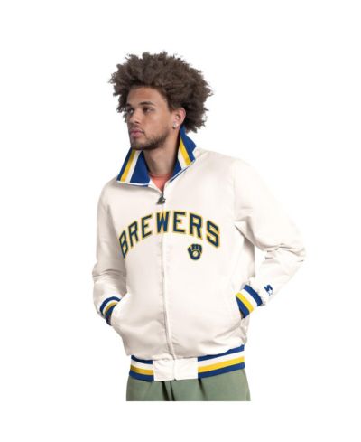 Мужская куртка Starter Varsity с логотипом Milwaukee Brewers, белая