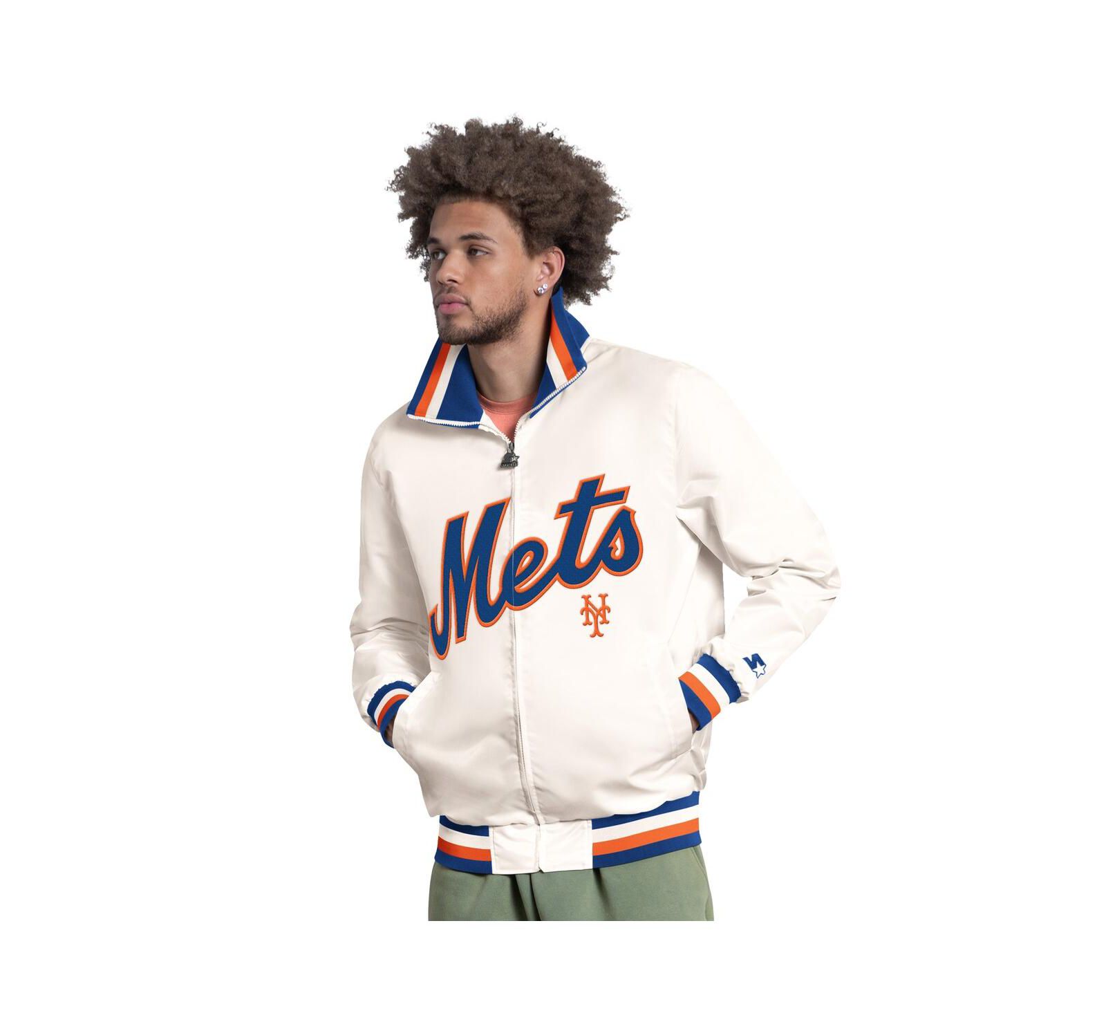 Мужская куртка Starter White New York Mets The Captain Cooperstown Logo Full-Zip Varsity