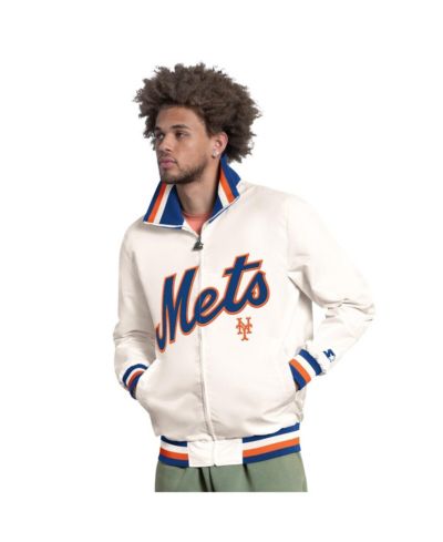 Мужская куртка Starter White New York Mets The Captain Cooperstown Logo Full-Zip Varsity