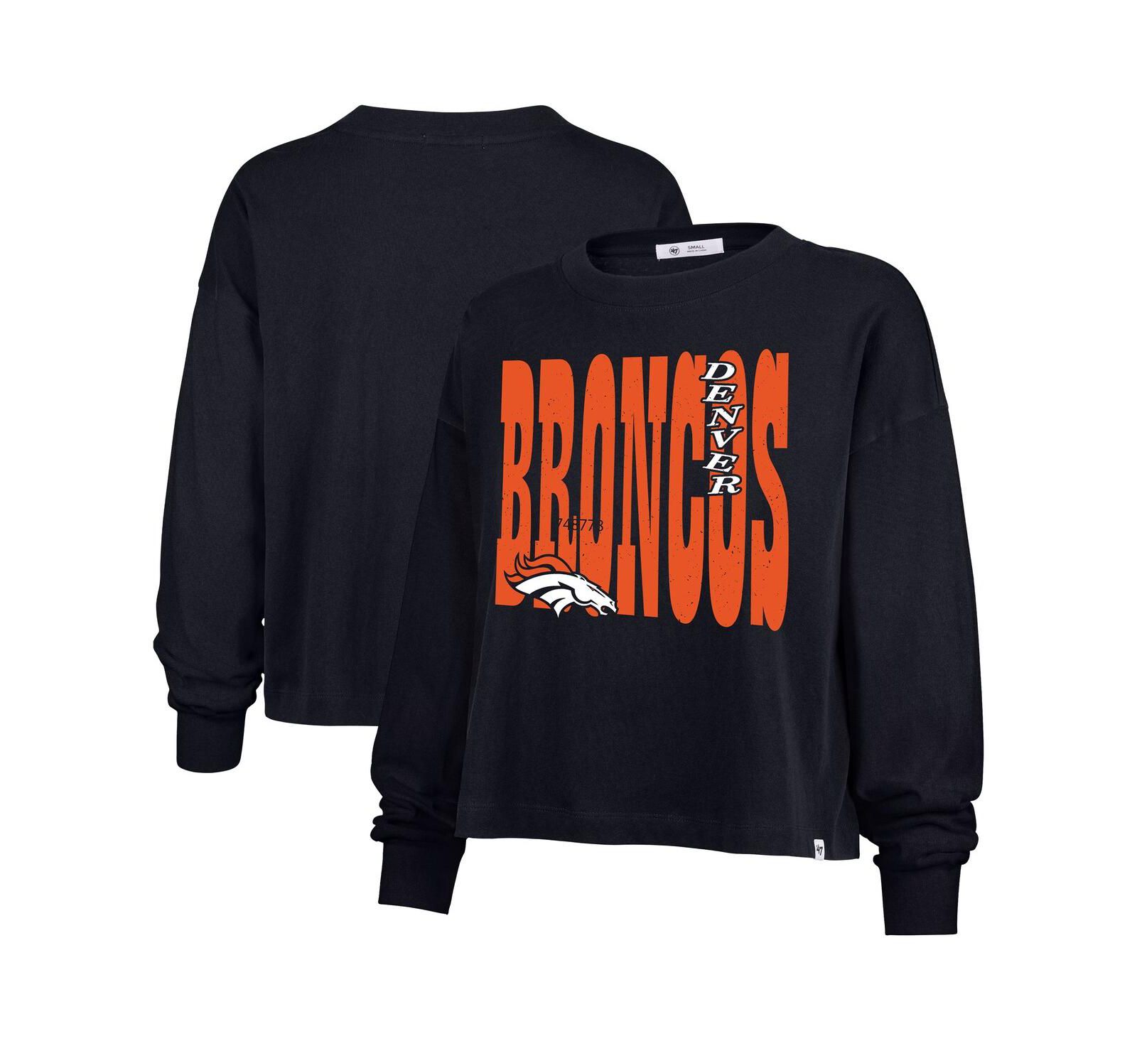 Женская футболка '47 Brand Navy Denver Broncos Stacked Sydney Long Sleeve