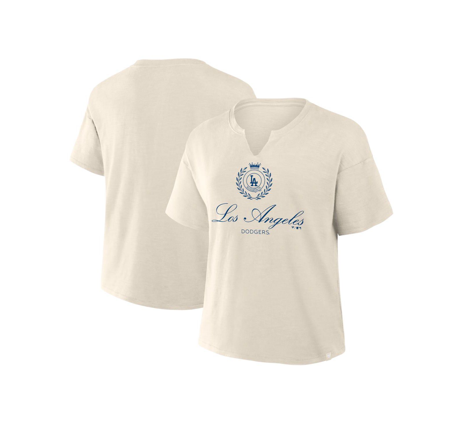 Женская футболка Fanatics Cream Los Angeles Dodgers Legacy Stadium Slub Notch Neck