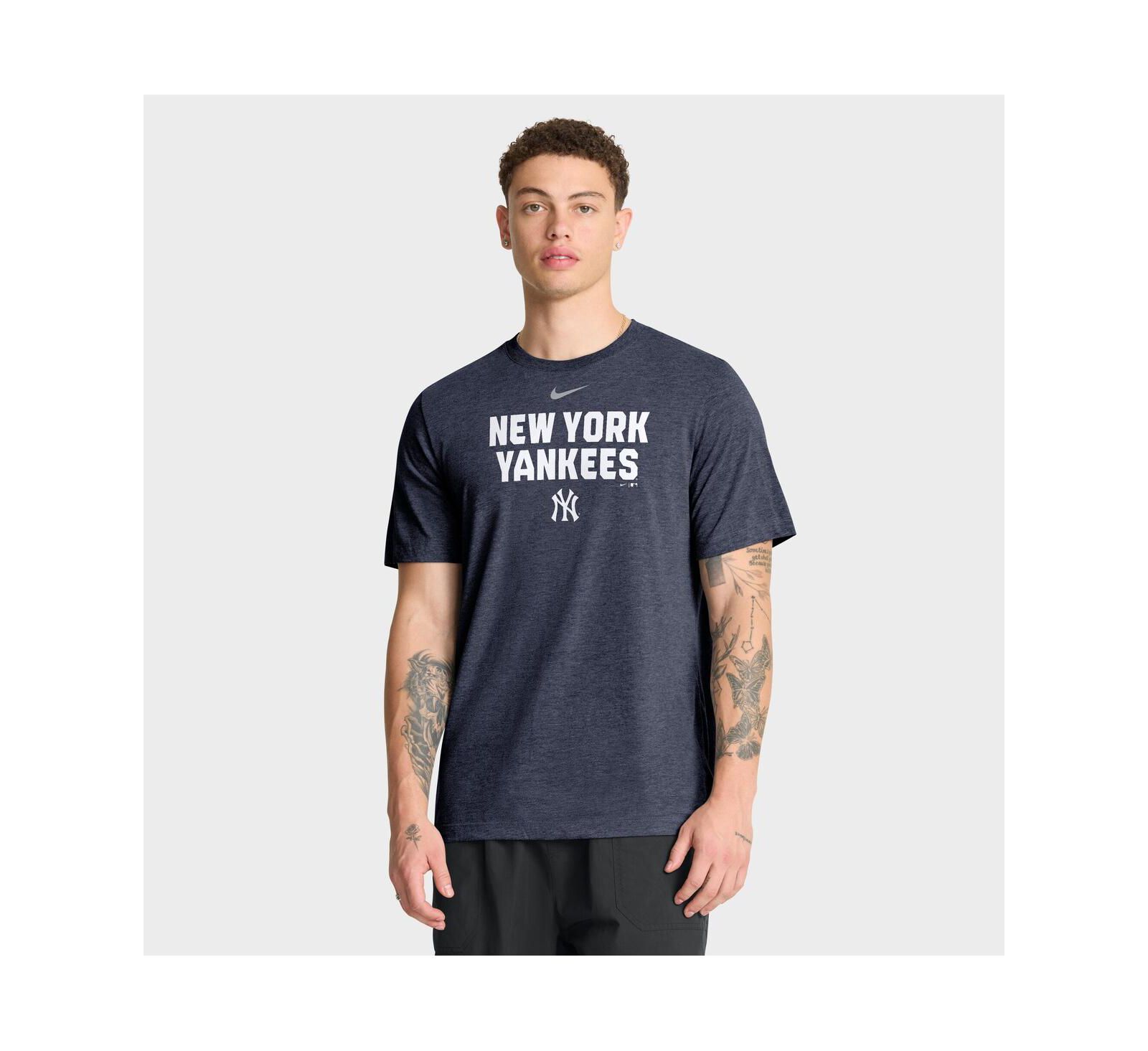 Мужская футболка Nike Heather Navy New York Yankees Stacked Tri-Blend