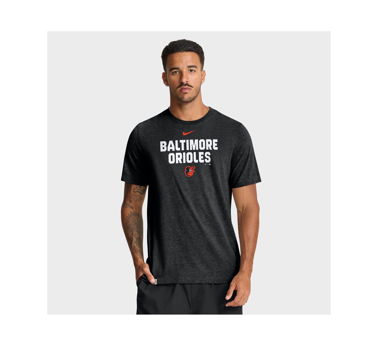 Nike Мужская футболка Nike Heather Black Baltimore Orioles Stacked Tri-Blend