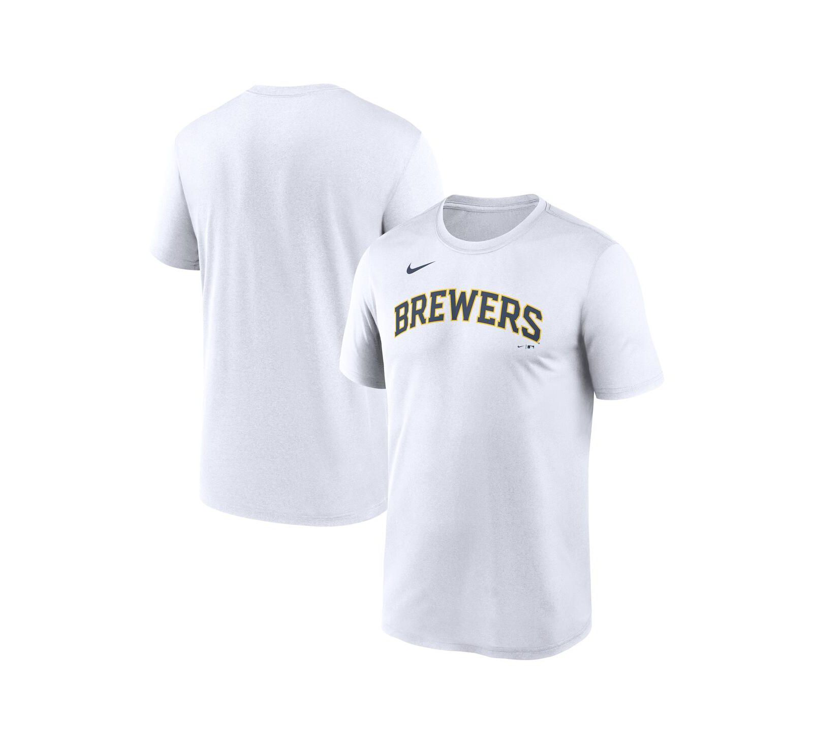 Мужская футболка Nike White Milwaukee Brewers New Legend Wordmark Dri-FIT