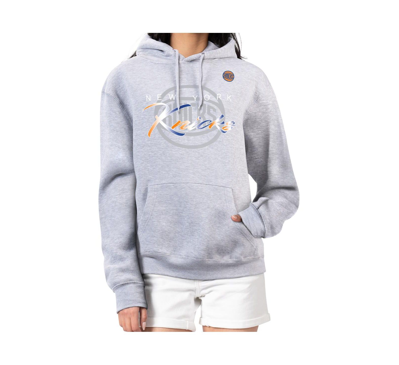 Худи G-III 4Her by Carl Banks Women's Gray New York Knicks Shadow Logo Tri-Blend Fleece