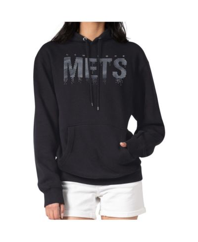 G-III 4Her by Carl Banks Women's Black New York Mets Metallic Drop Fleece Hoodie
