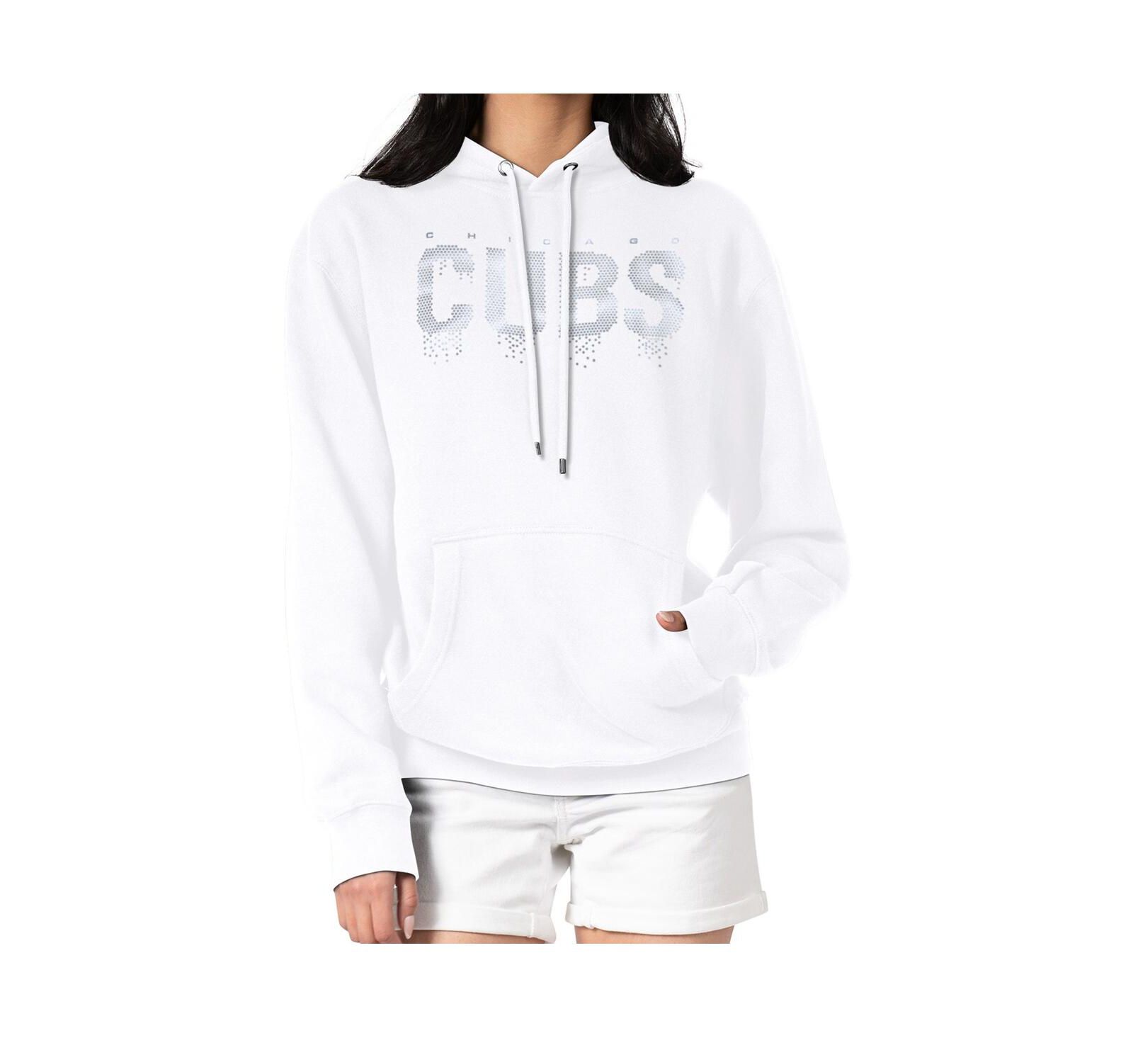 Худи G-III 4Her by Carl Banks Women's White Chicago Cubs Metallic Drop Fleece