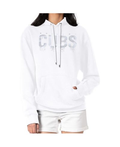 G-III 4Her by Carl Banks Women's White Chicago Cubs Metallic Drop Fleece Hoodie