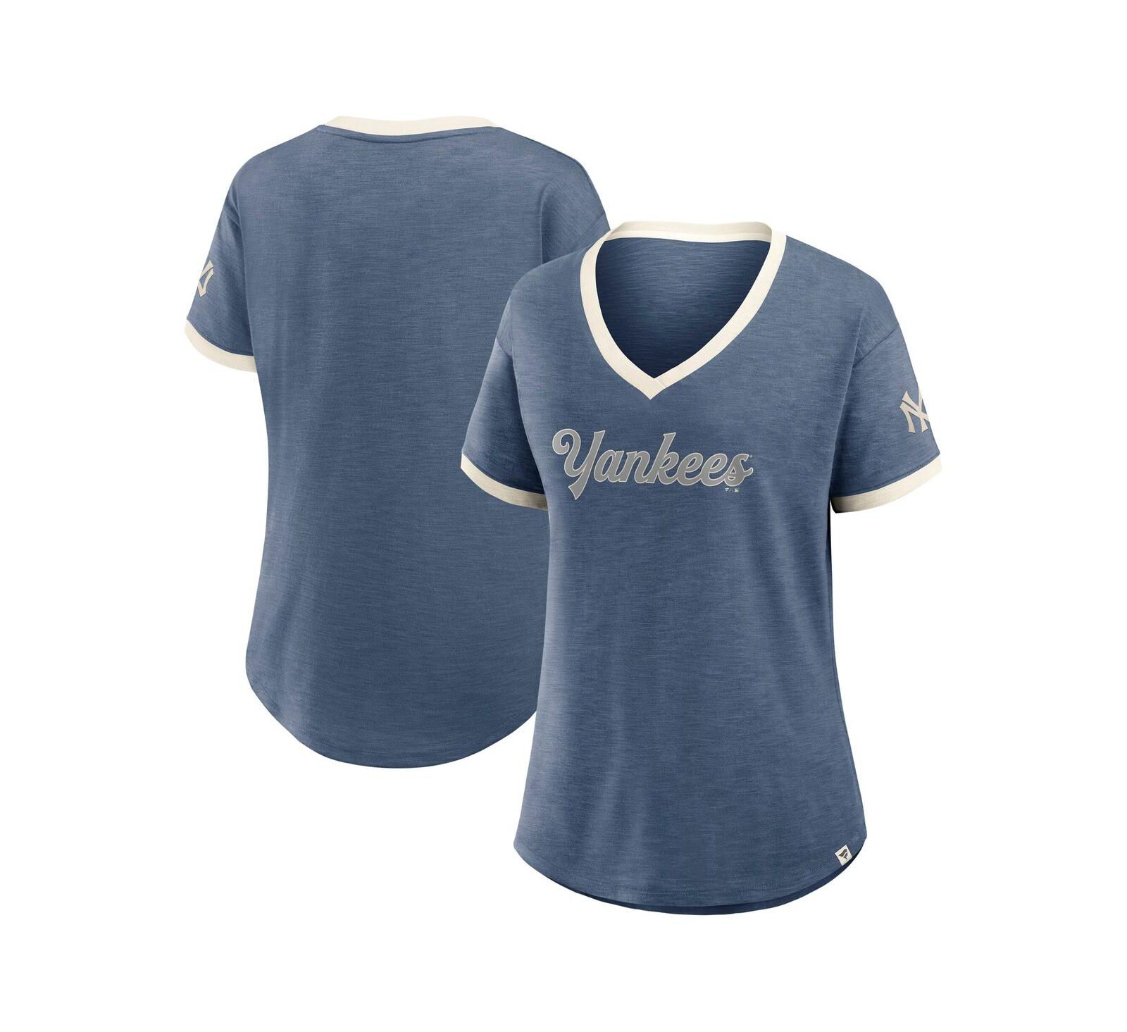 Женская футболка Fanatics Navy New York Yankees Cooperstown Collection Vintage Play V-Neck