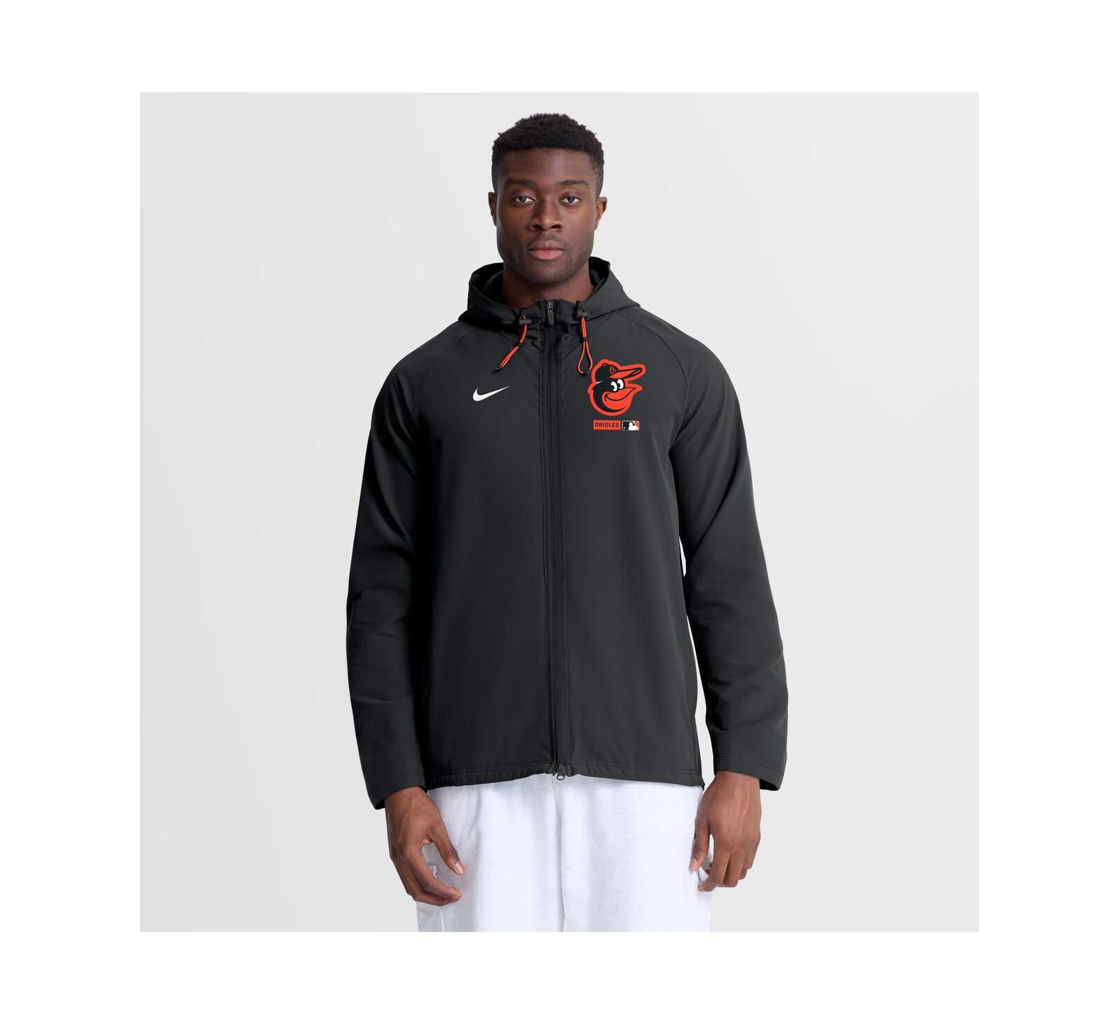 Nike Men's Black Baltimore Orioles Authentic Collection Raglan Therma-FIT Full-Zip Hooded Jacket