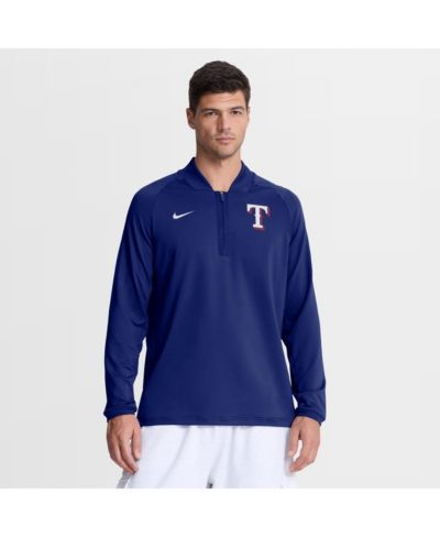 Nike Men's Royal Texas Rangers Authentic Collection Dri-FIT Raglan Half-Zip Pullover Hoodie