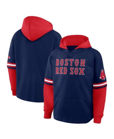 Fanatics Men's Navy/Red Boston Red Sox Oversized Fire Speed Layered Hoodie