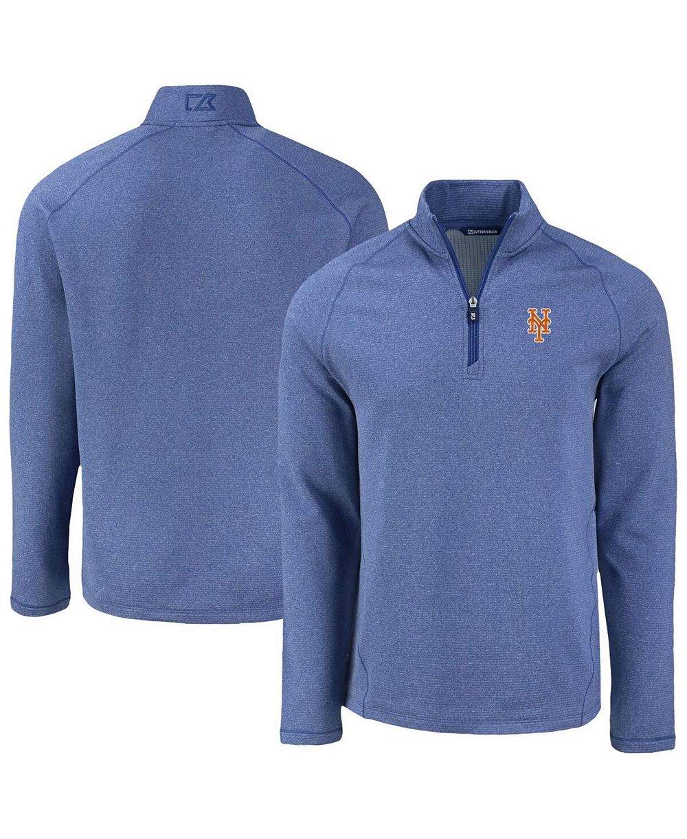 Мужская флисовая кофта Cutter & Buck Heather Blue New York Mets Raglan Quarter-Zip
