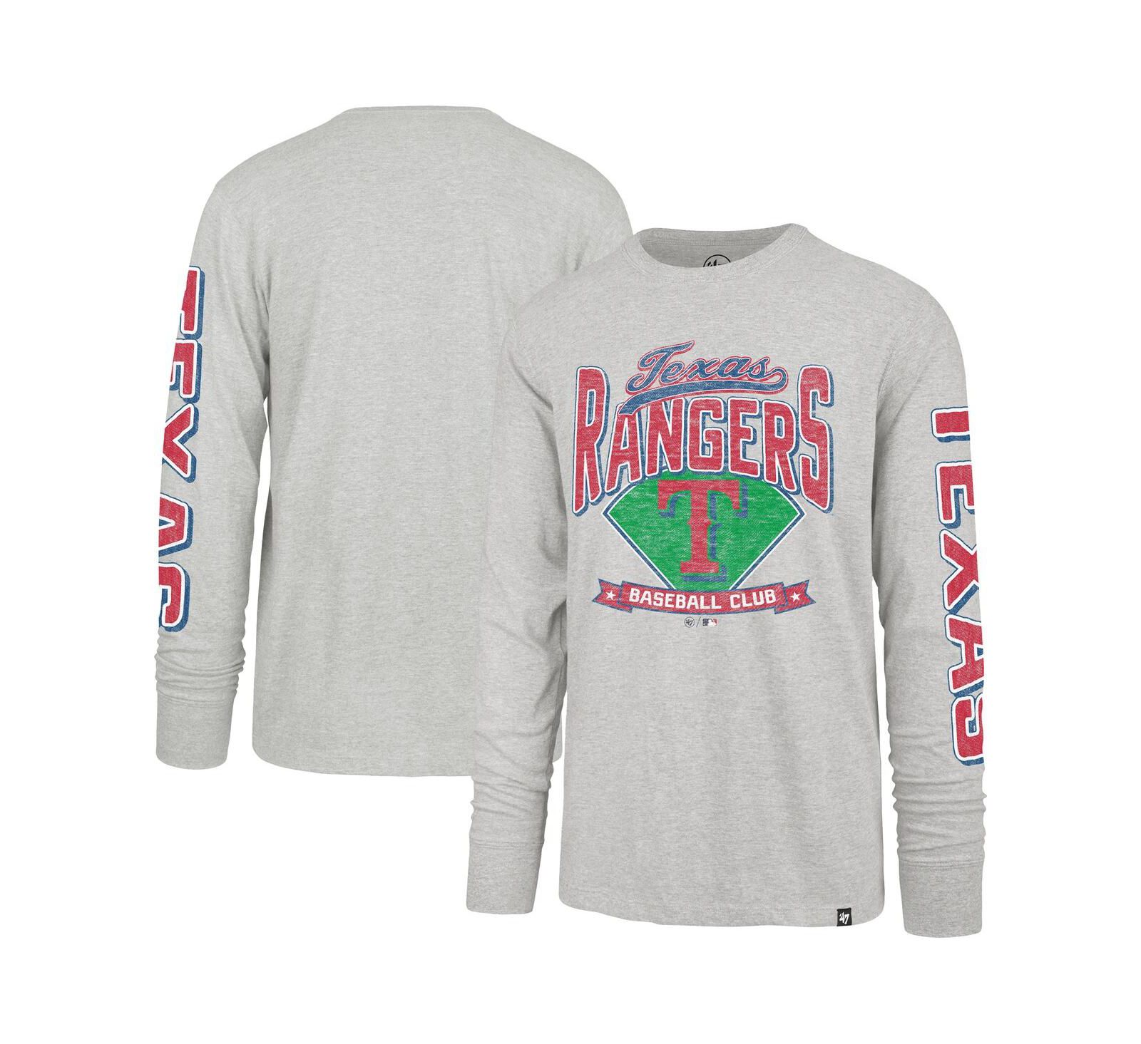 Мужская футболка '47 Brand Gray Texas Rangers Big & Tall Distressed Franklin Long Sleeve