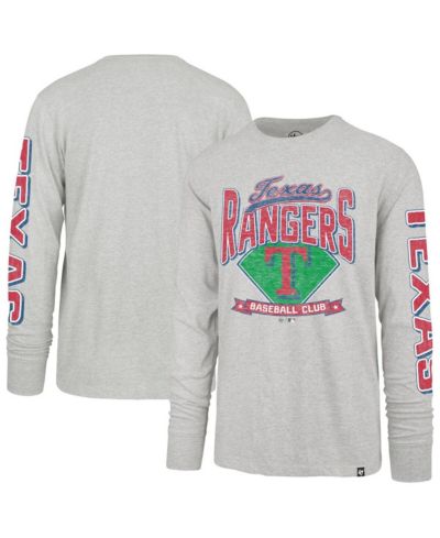 Мужская футболка '47 Brand Gray Texas Rangers Big & Tall Distressed Franklin Long Sleeve