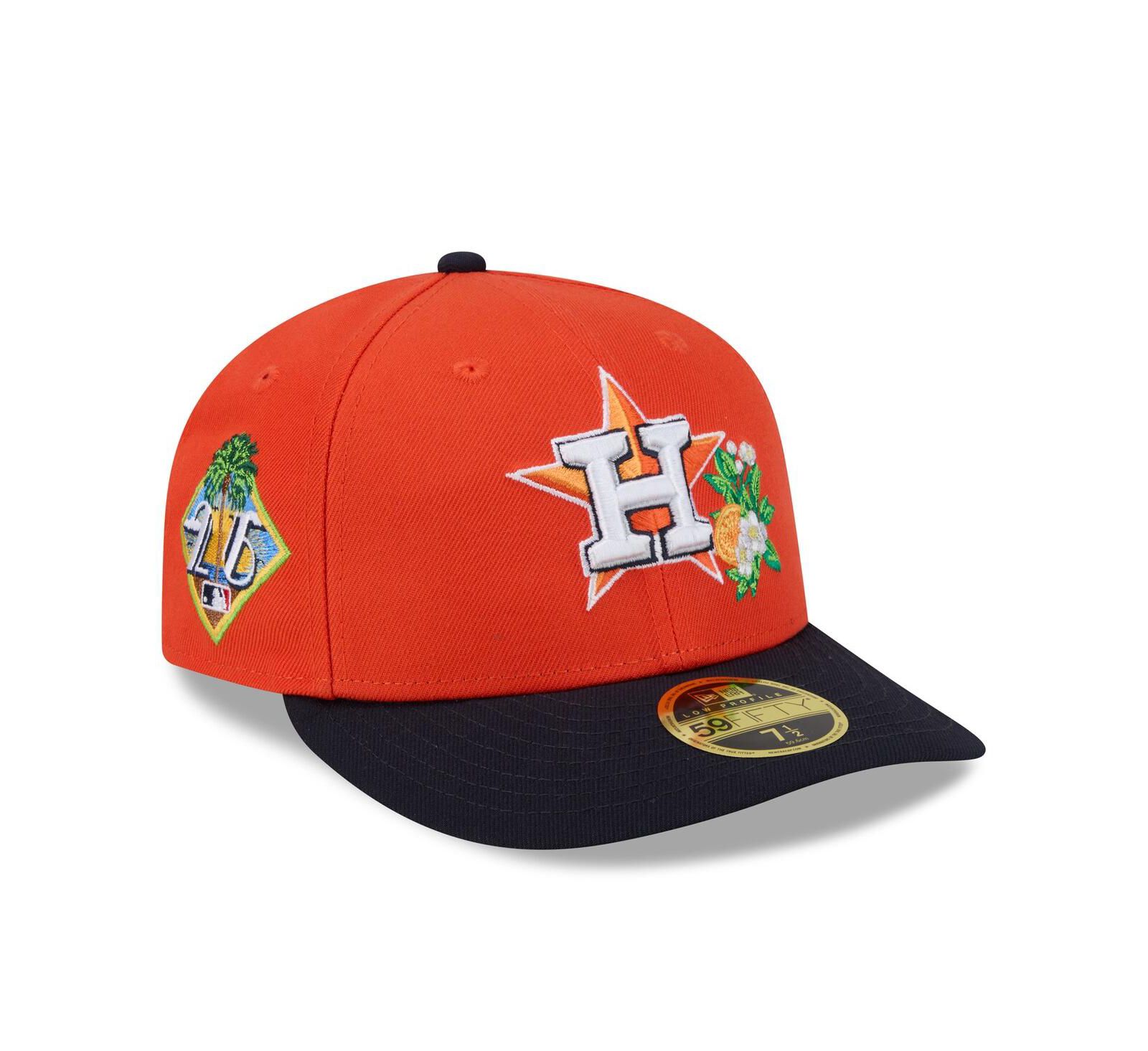 Мужская кепка New Era Houston Astros 2026 Spring Training Low Profile 59FIFTY Fitted Hat оранжевого и темно-синего цвета