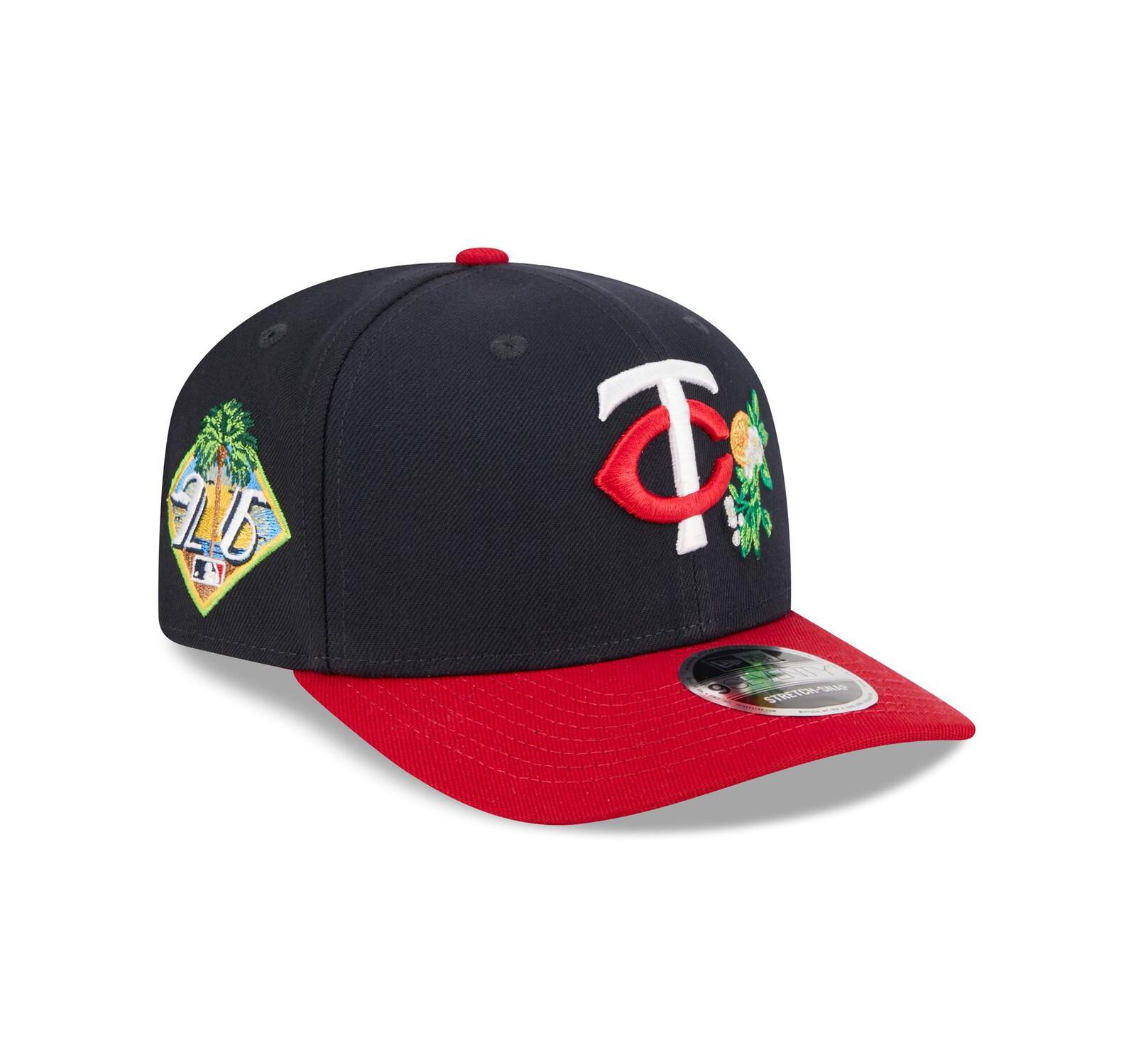 Мужская бейсболка New Era Minnesota Twins 2026 Spring Training 9SEVENTY регулируемая, Navy/Red