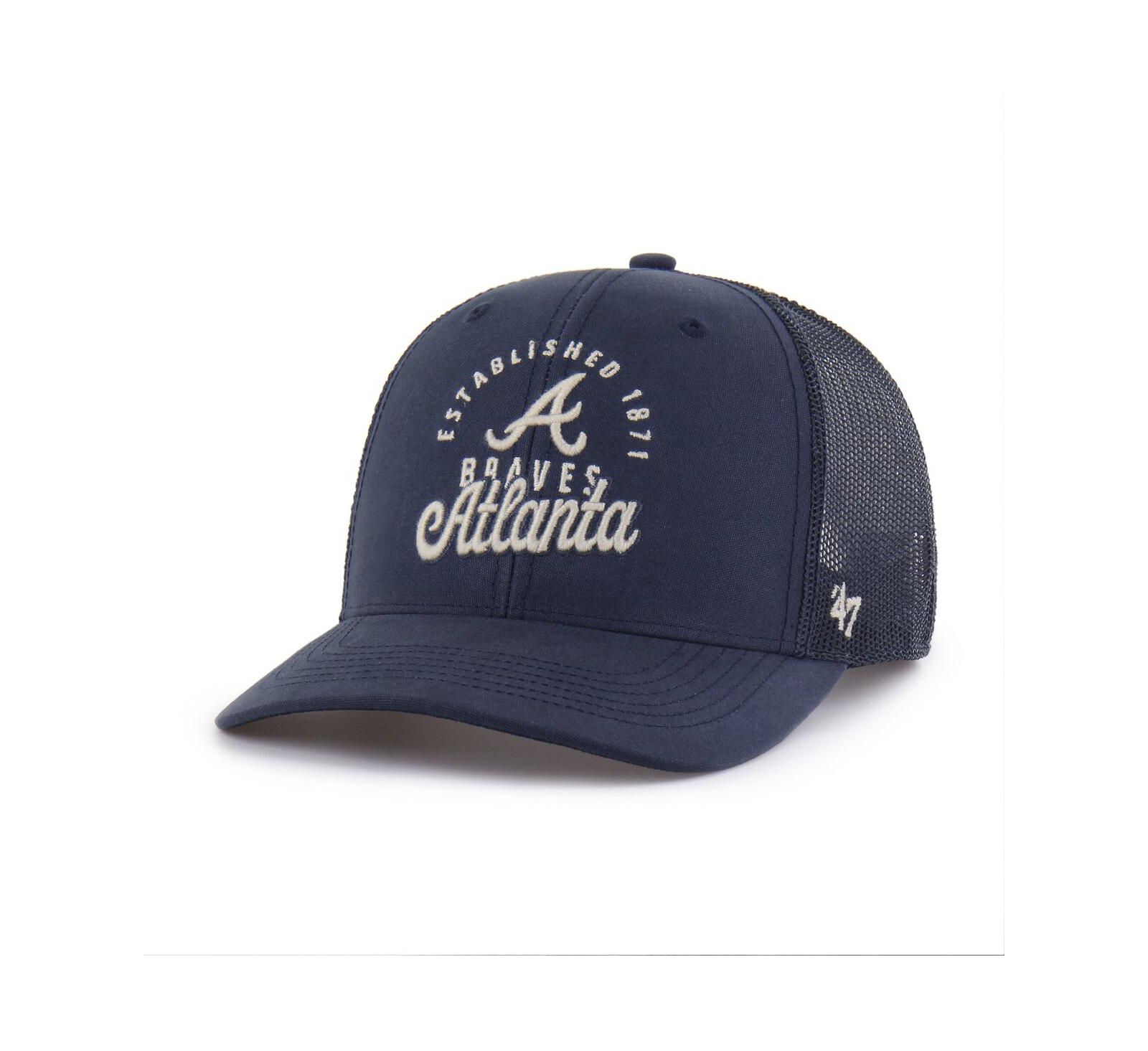 '47 Brand Men's Navy Atlanta Braves Pitstop Trucker Adjustable Hat