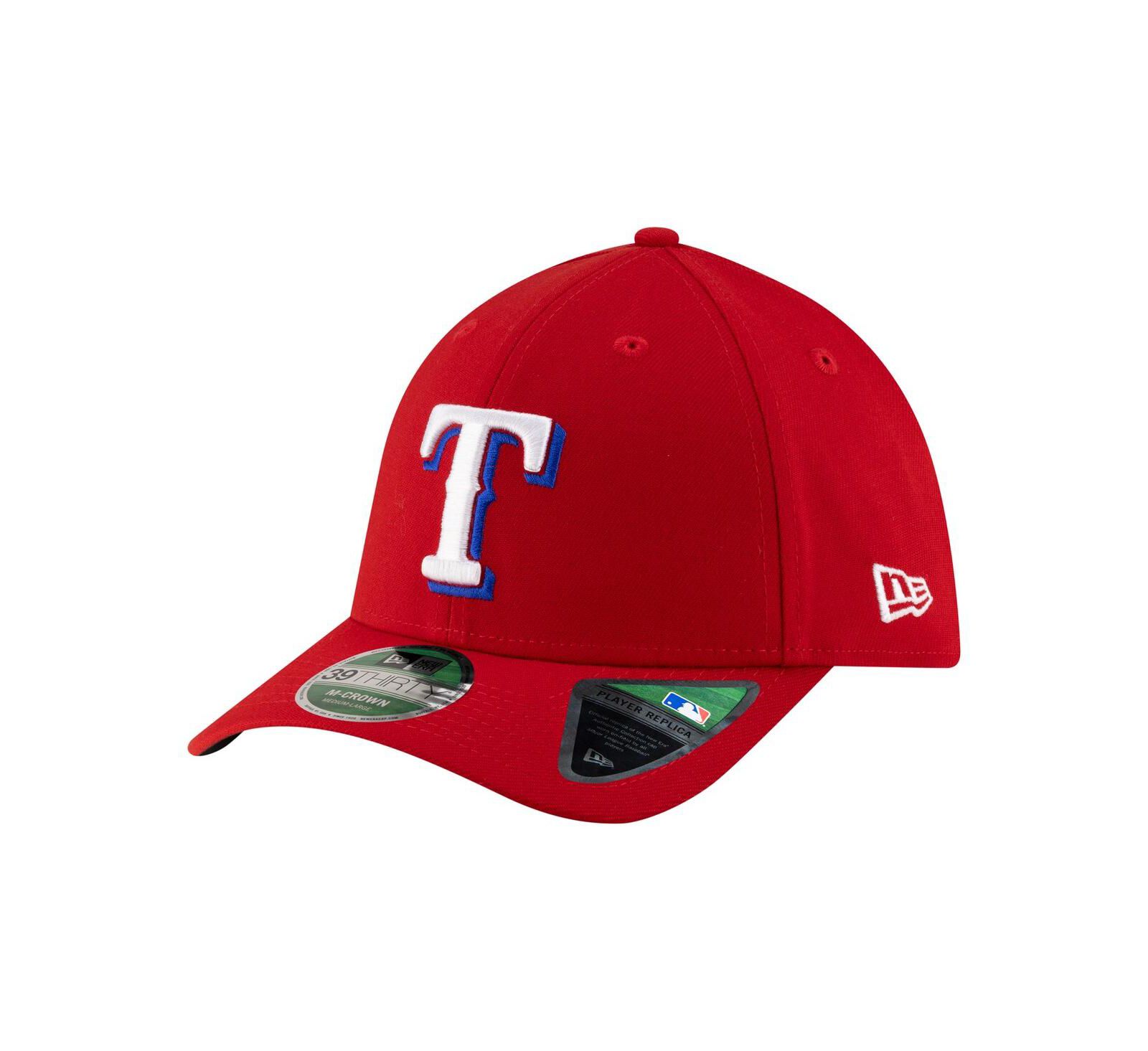 Мужская кепка New Era Red Texas Rangers Player Replica 39THIRTY M-Crown Flex