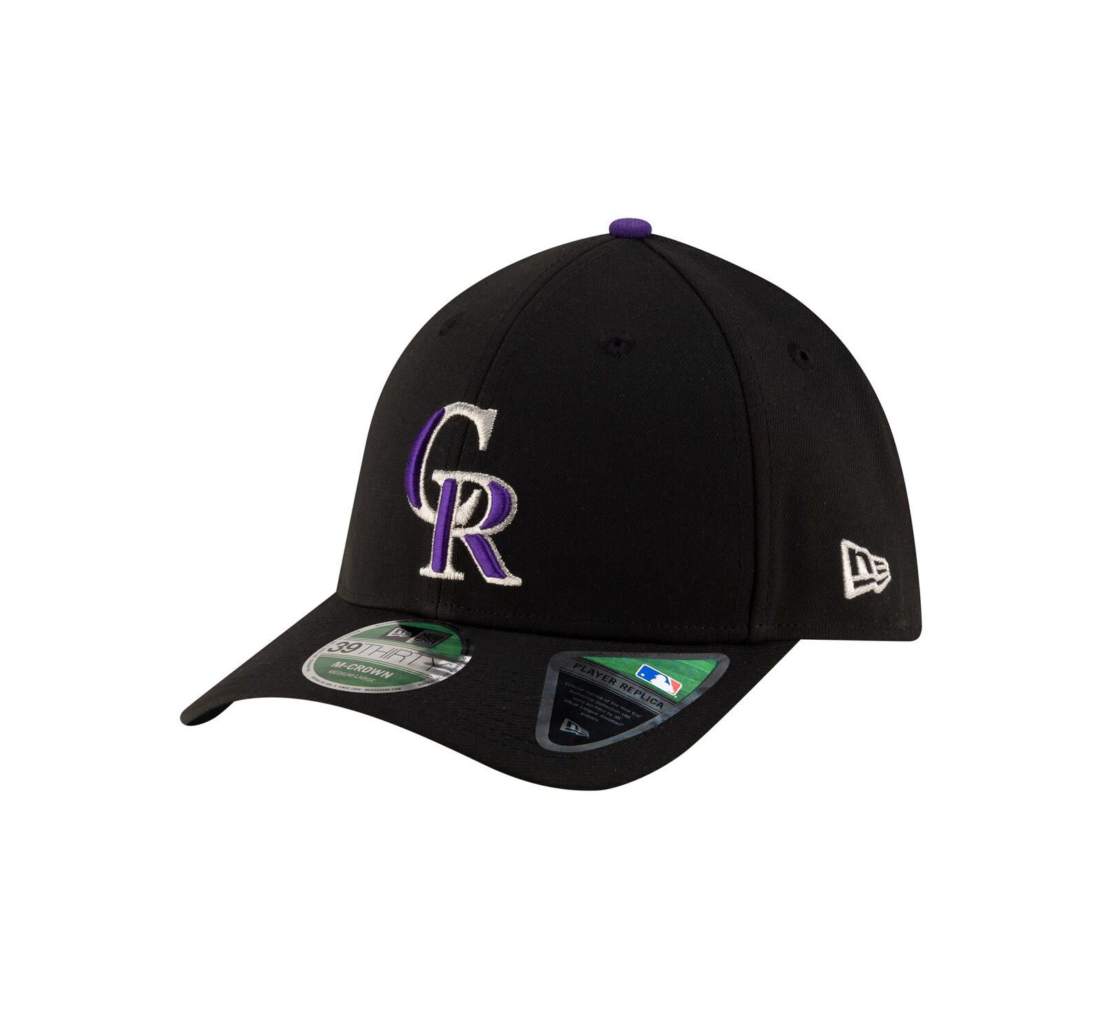Мужская кепка New Era Black Colorado Rockies Player Replica 39THIRTY M-Crown Flex