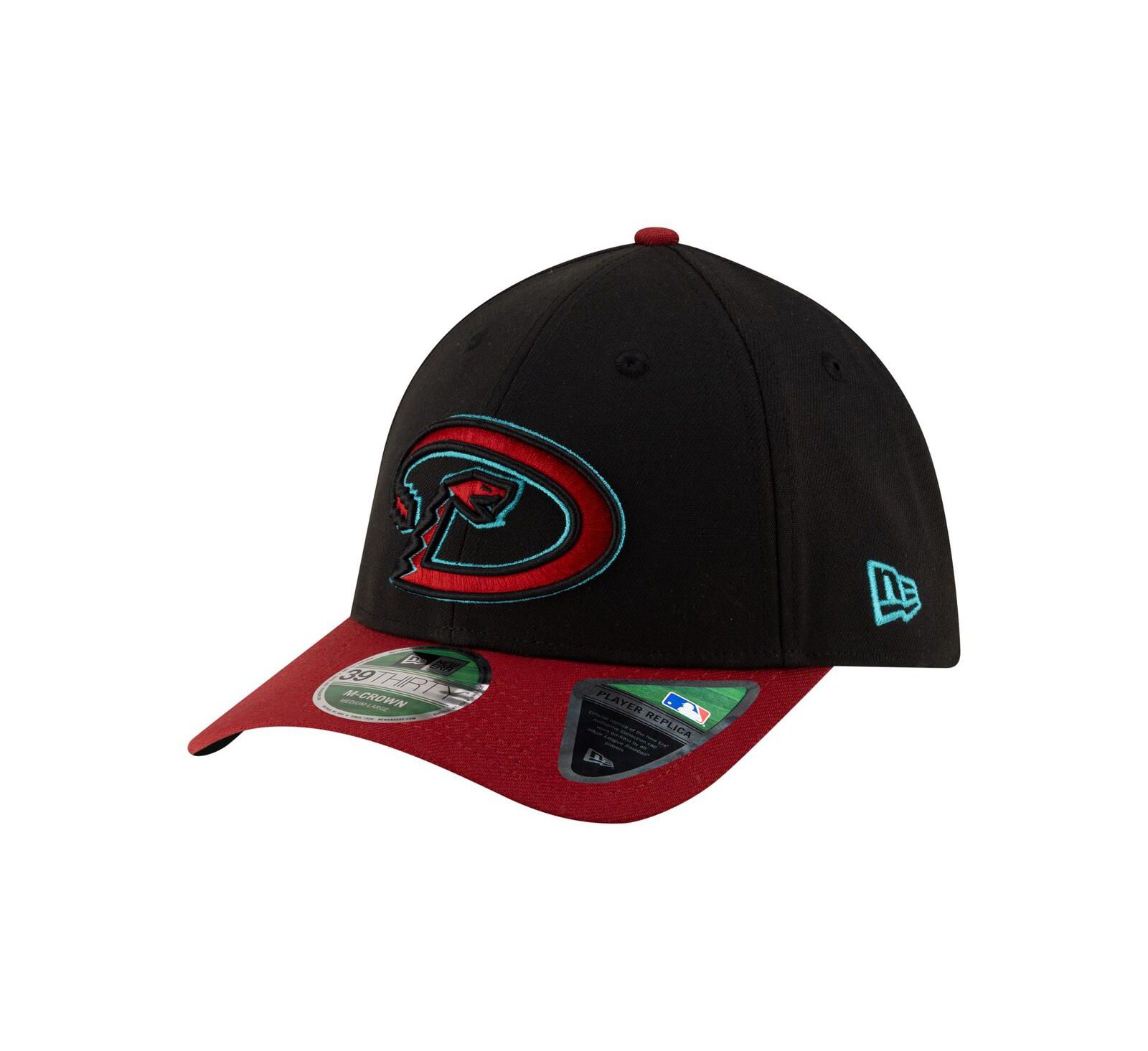 Кепка New Era Men's Black Arizona Diamondbacks Player Replica 39THIRTY M-Crown Flex