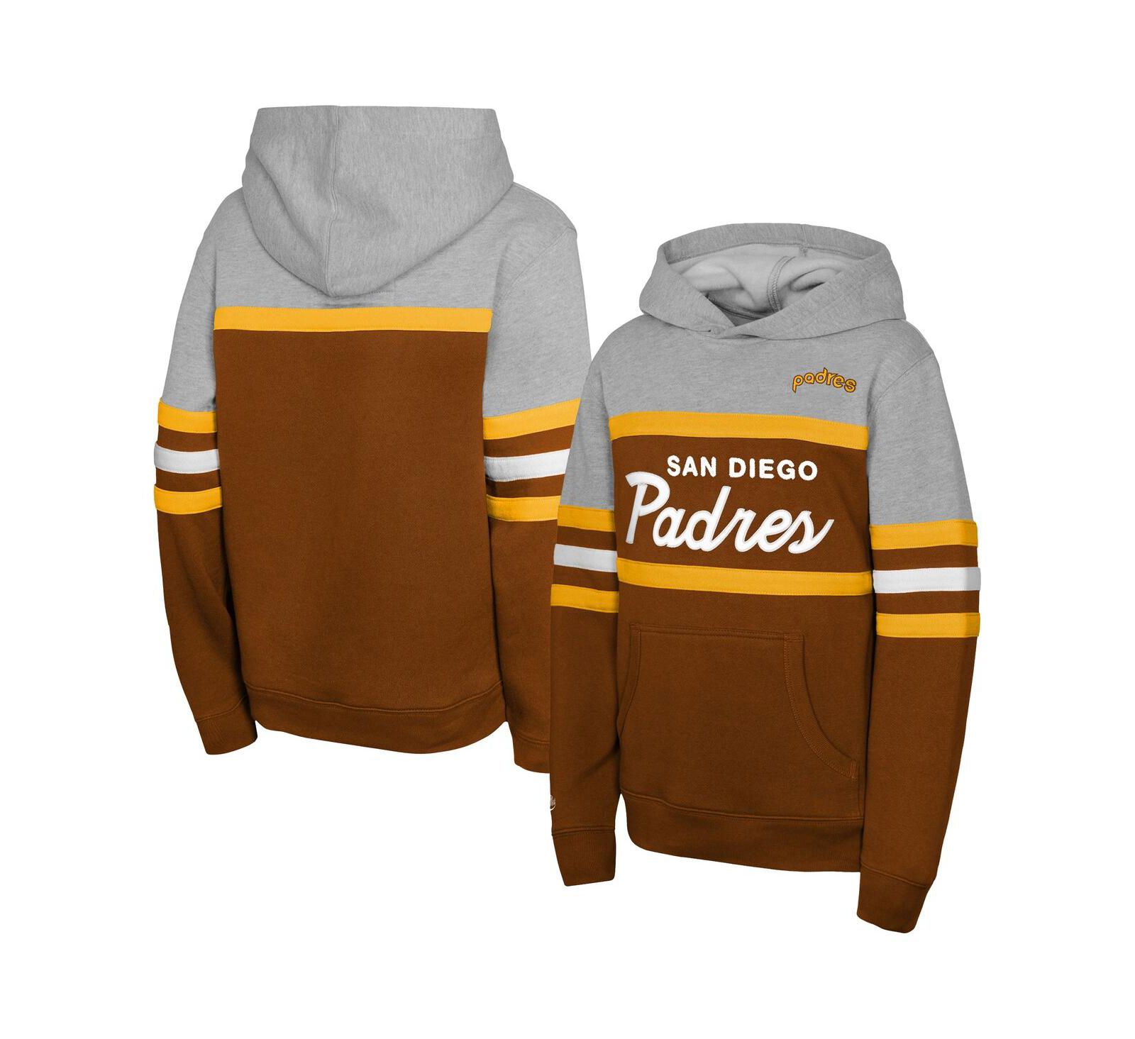 Худи Mitchell & Ness Big Boys and Girls Brown/Grey San Diego Padres Cooperstown Head Coach Pullover
