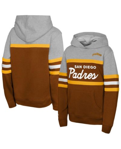 Худи Mitchell & Ness Big Boys and Girls Brown/Grey San Diego Padres Cooperstown Head Coach Pullover
