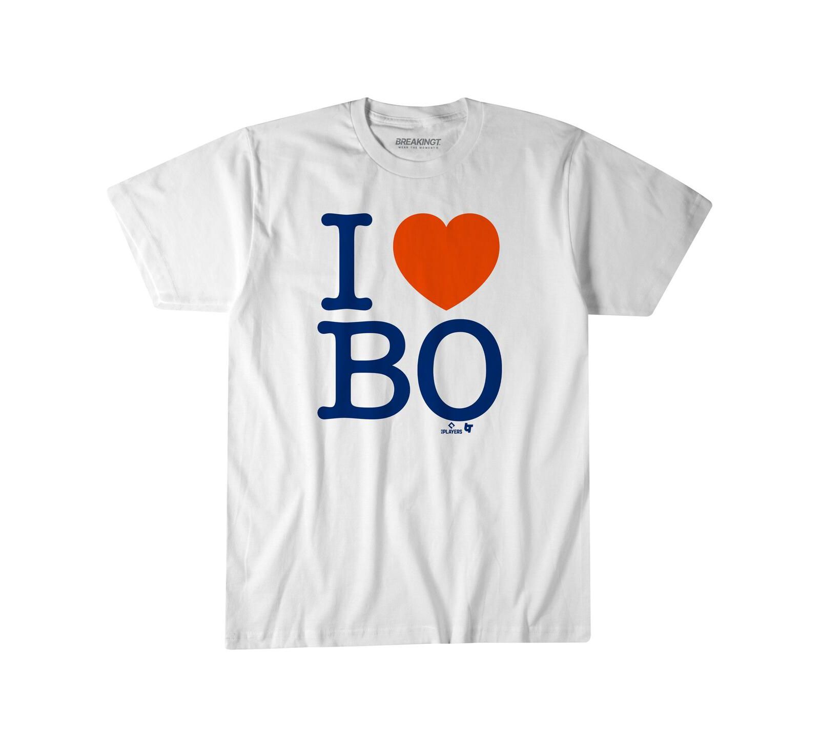 Мужская и женская футболка BreakingT Bo Bichette White New York Mets I Heart Bo