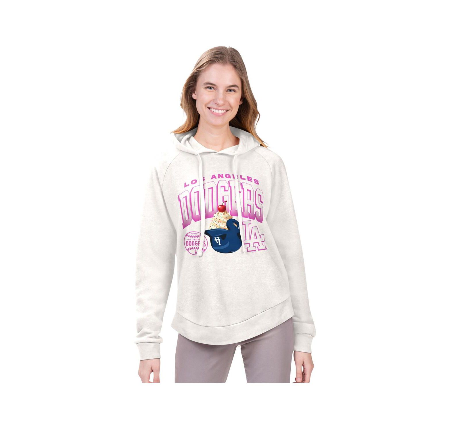 G-III 4Her by Carl Banks Женский Cream Los Angeles Dodgers Ice Cream Angel Raglan Fleece Hoodie