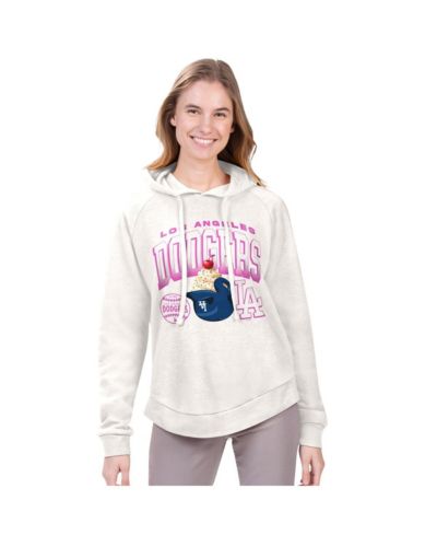 G-III 4Her by Carl Banks Women's Cream Los Angeles Dodgers Ice Cream Angel Raglan Fleece Hoodie