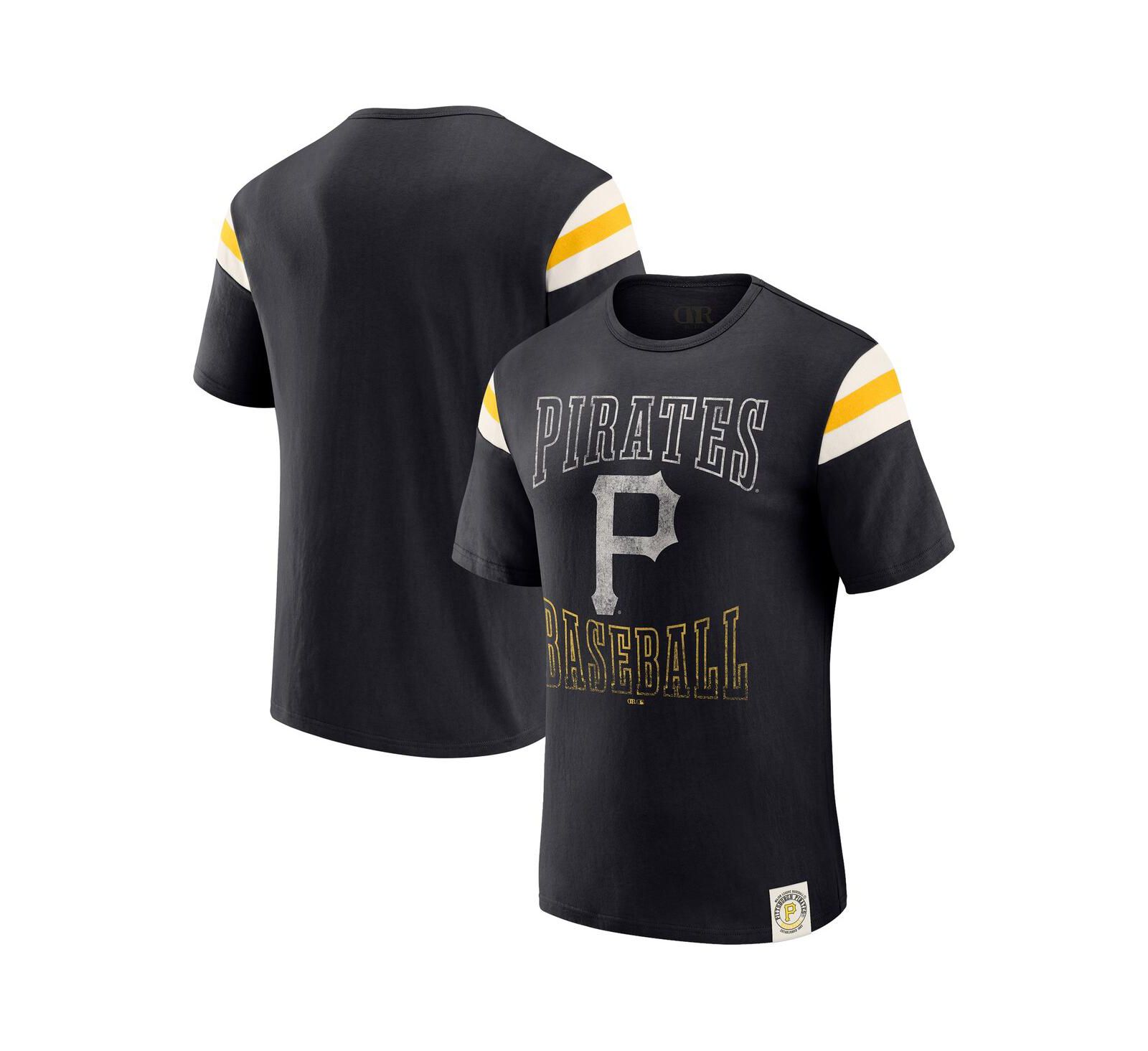Мужская футболка Darius Rucker Collection By Fanatics Black Pittsburgh Pirates Distressed Sleeve Stripe