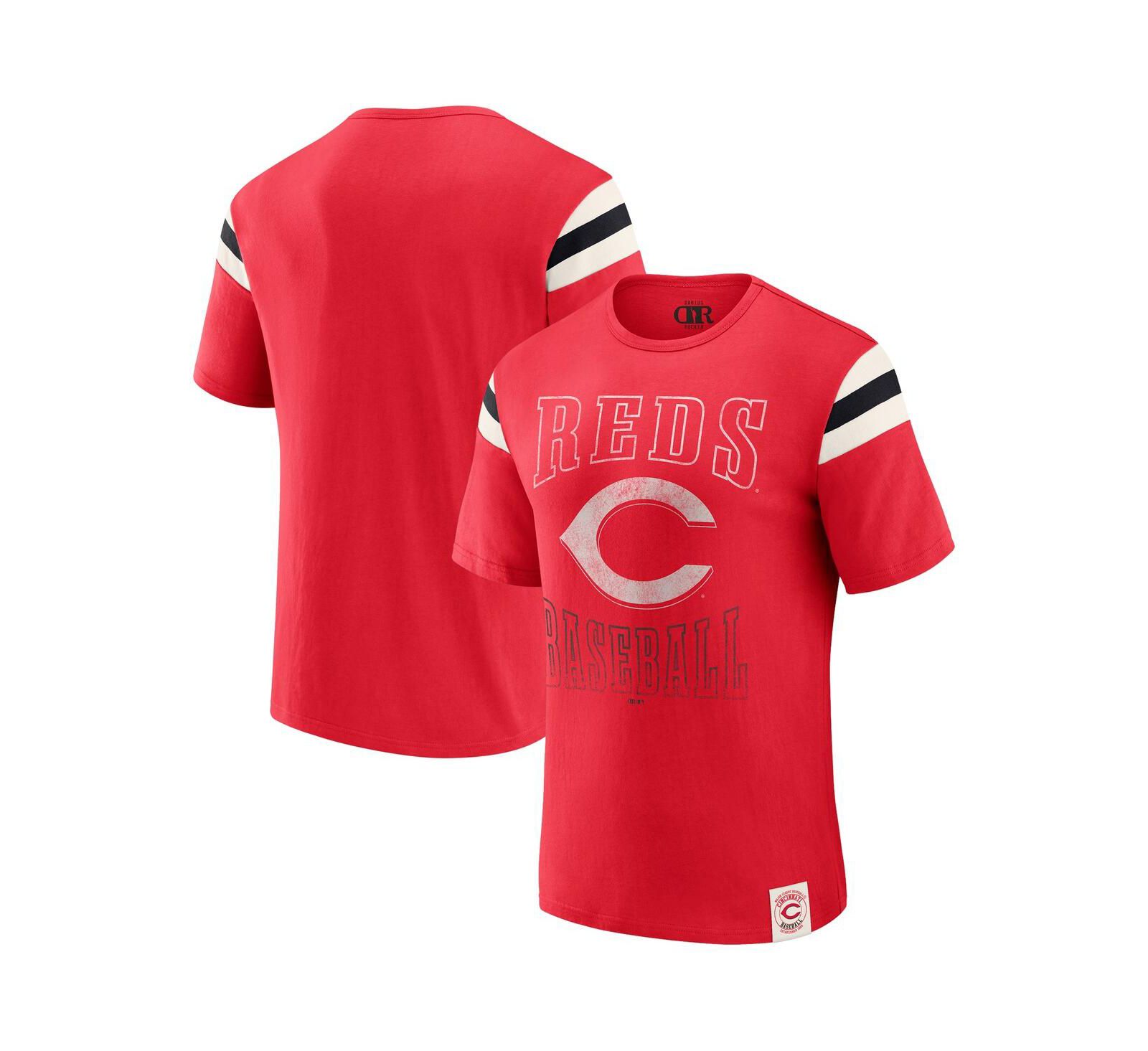 Darius Rucker Collection By Fanatics Мужская футболка Cincinnati Reds с эффектом потертости и полосками на рукавах, красная