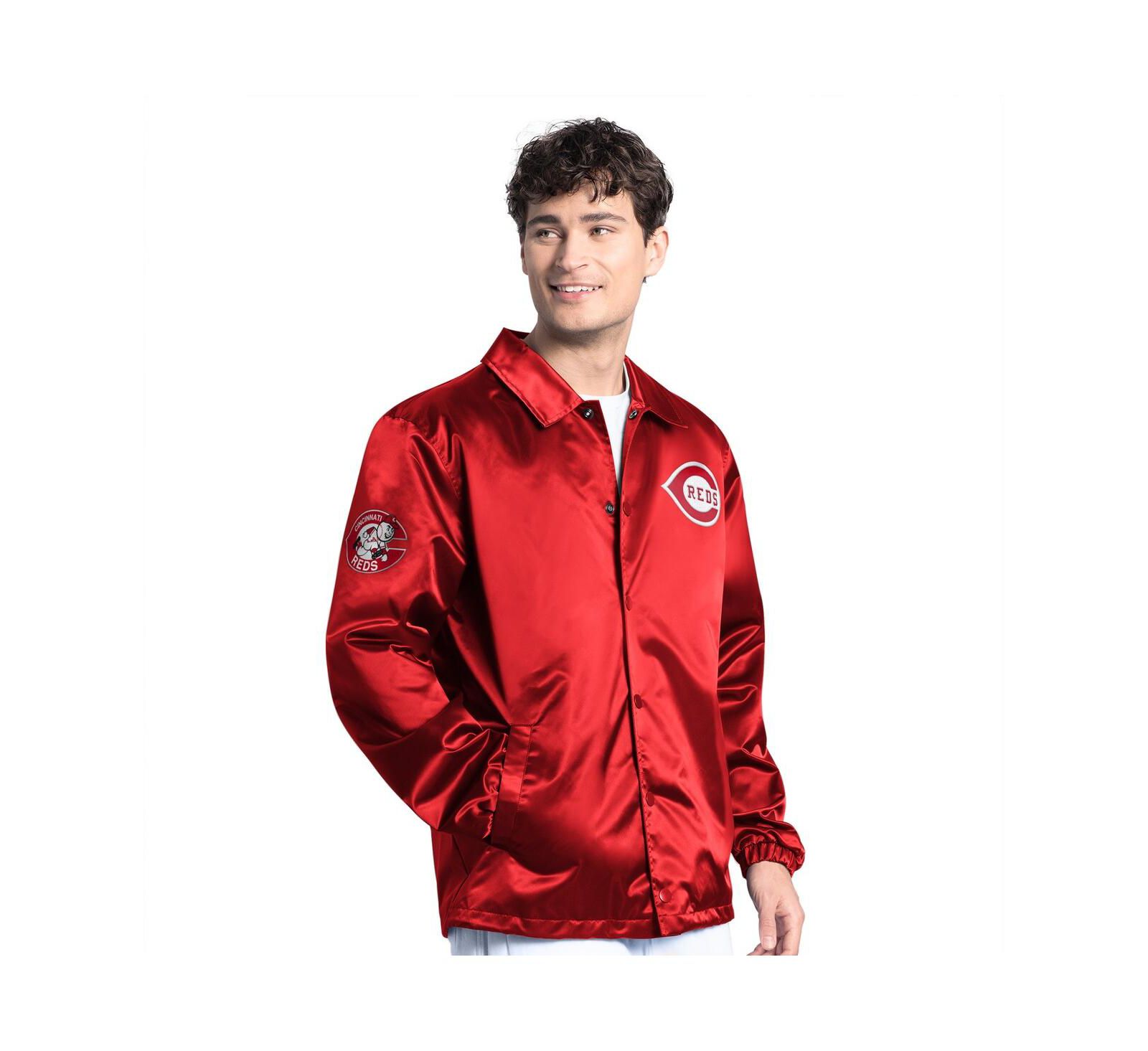 Starter Men's Red Cincinnati Reds Cooperstown Collection Point Man Full-Snap Coaches Jacket