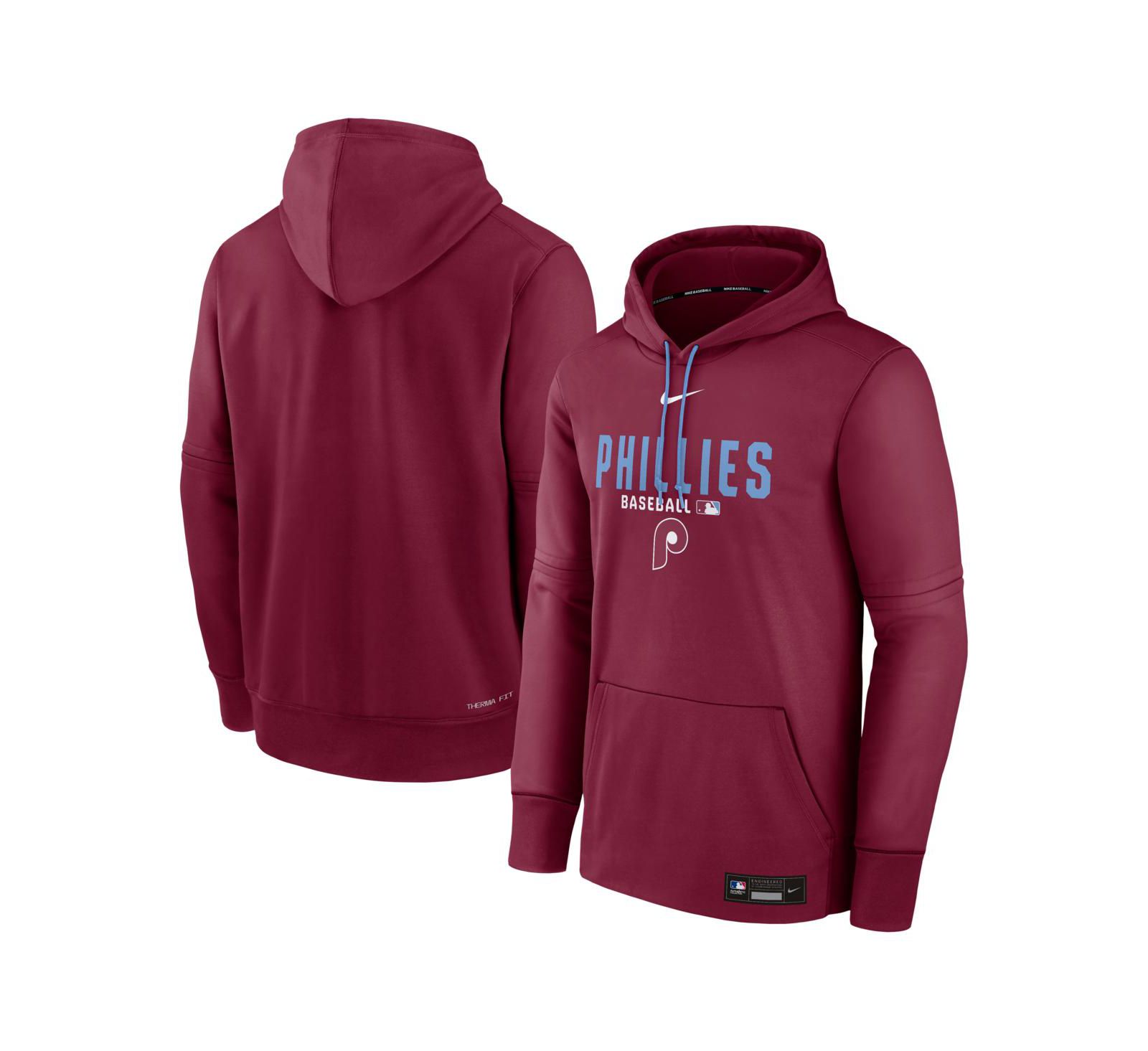 Мужское худи Nike Philadelphia Phillies Authentic Collection Therma-FIT, цвет Burgundy