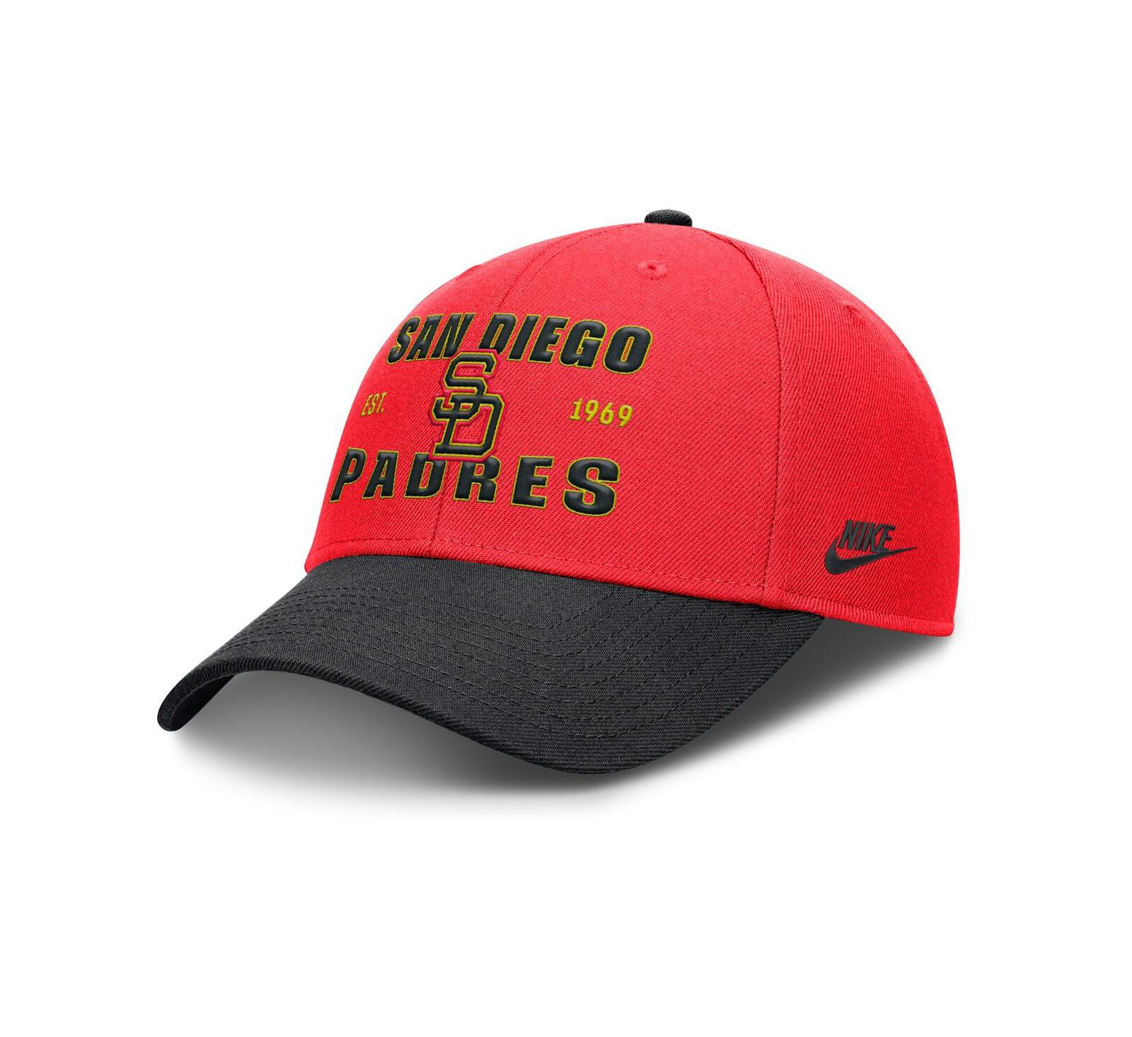 Мужская кепка Nike San Diego Padres Neon 90s Rise, регулируемая, Crimson/Black