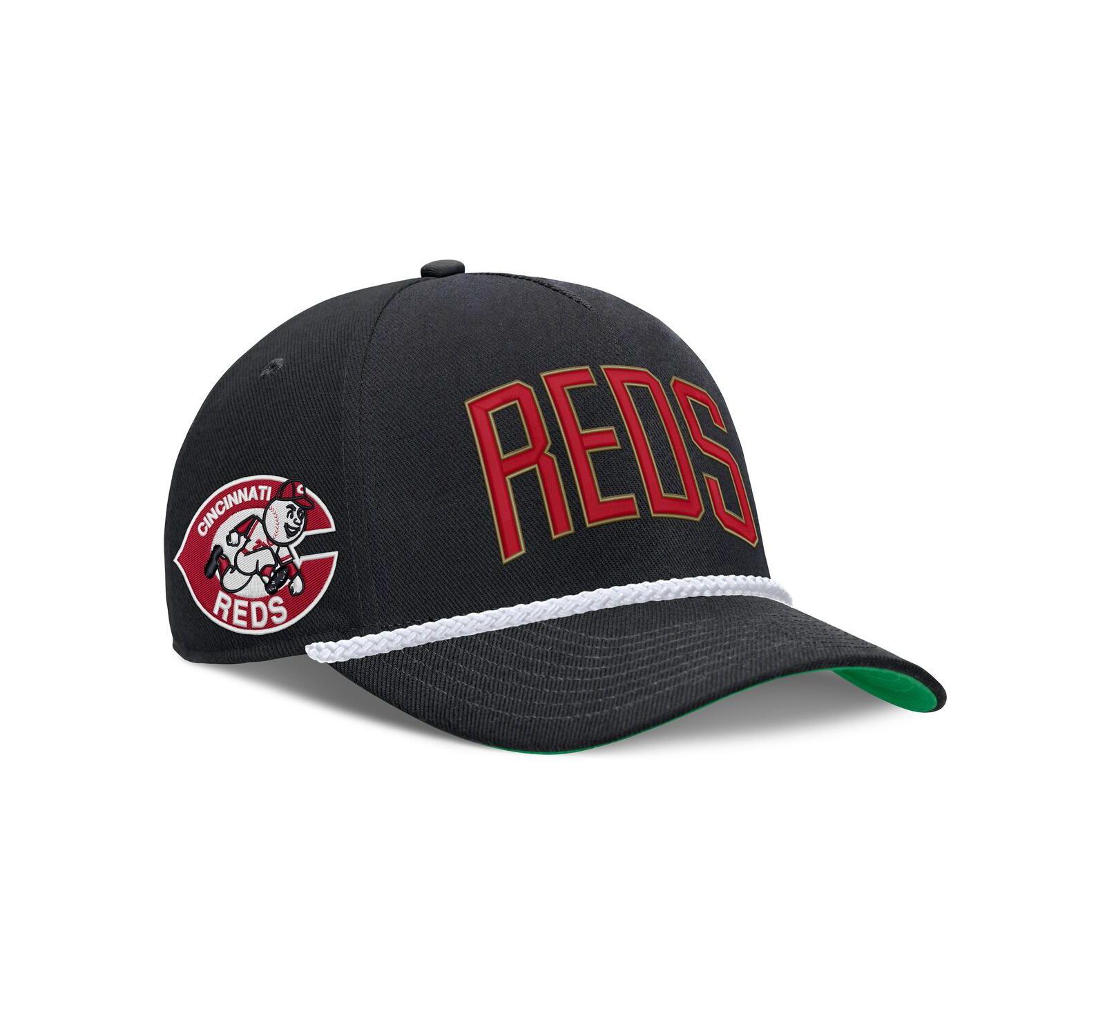 Nike Men's Black Cincinnati Reds Cooperstown Collection Rise Adjustable Hat