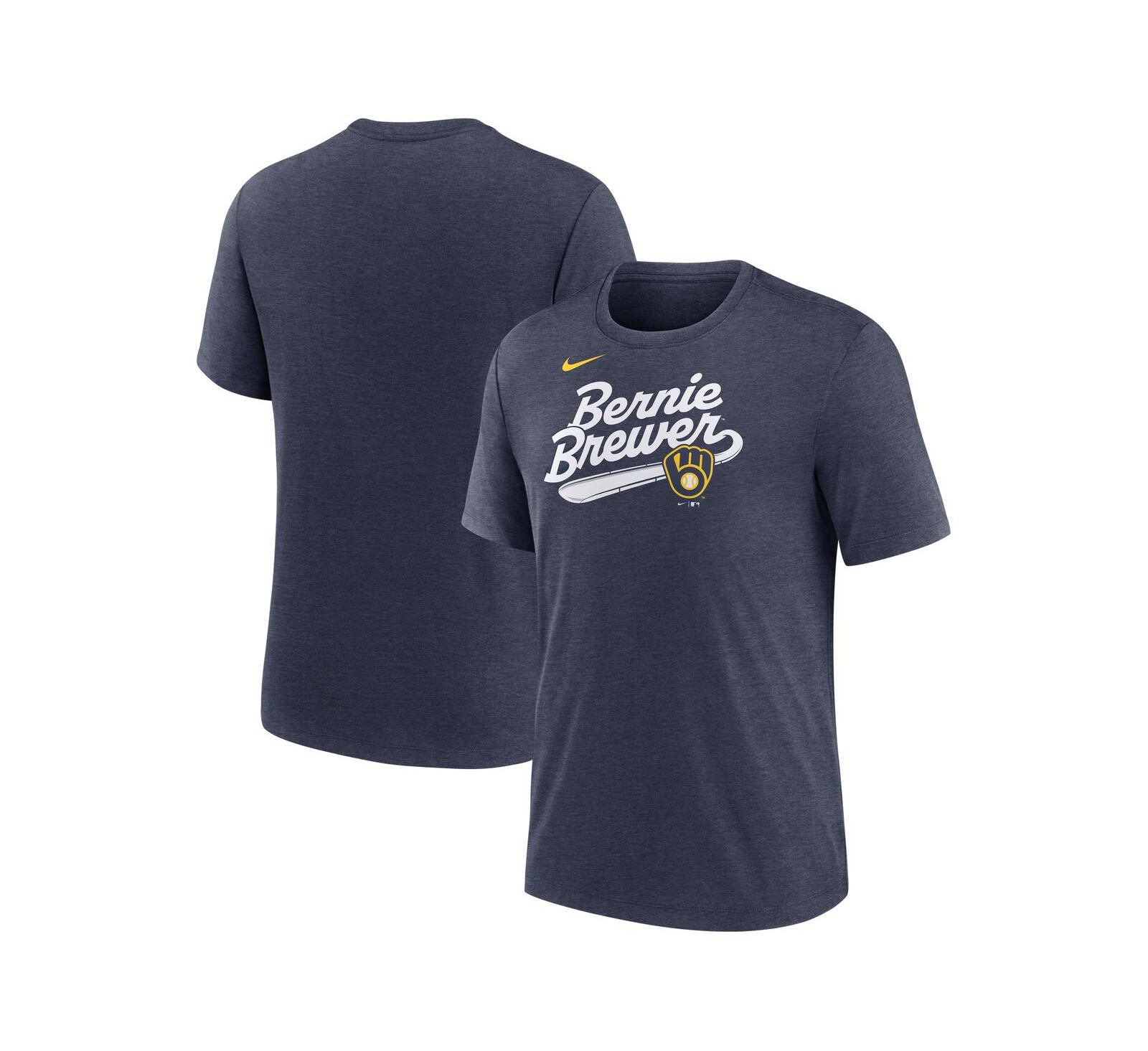 Nike Men's Heather Navy Milwaukee Brewers Mascot Slide Tri-Blend T-Shirt