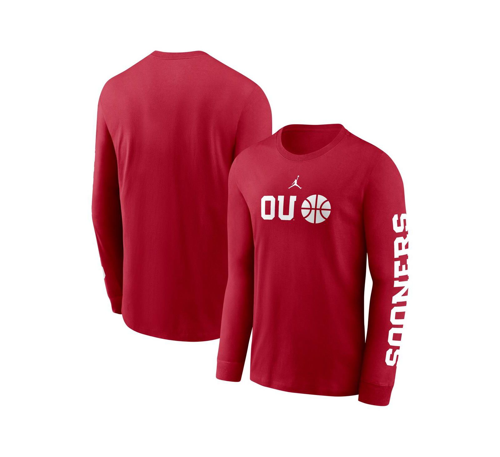 Jordan Мужская Crimson Oklahoma Sooners Basketball Icon Two-Hit Long Sleeve T-Shirt