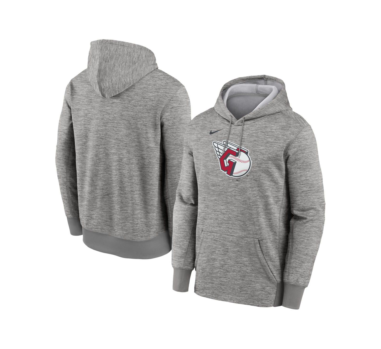 Мужское худи Nike Heather Gray Cleveland Guardians Primary Logo Therma