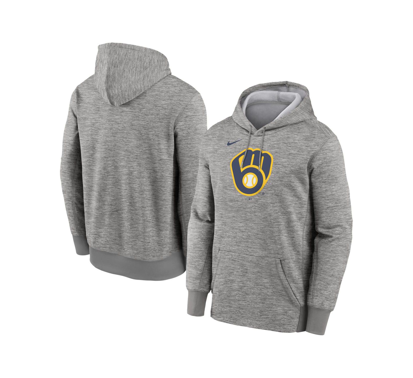 Мужское худи Nike Heather Gray Milwaukee Brewers Primary Logo Therma