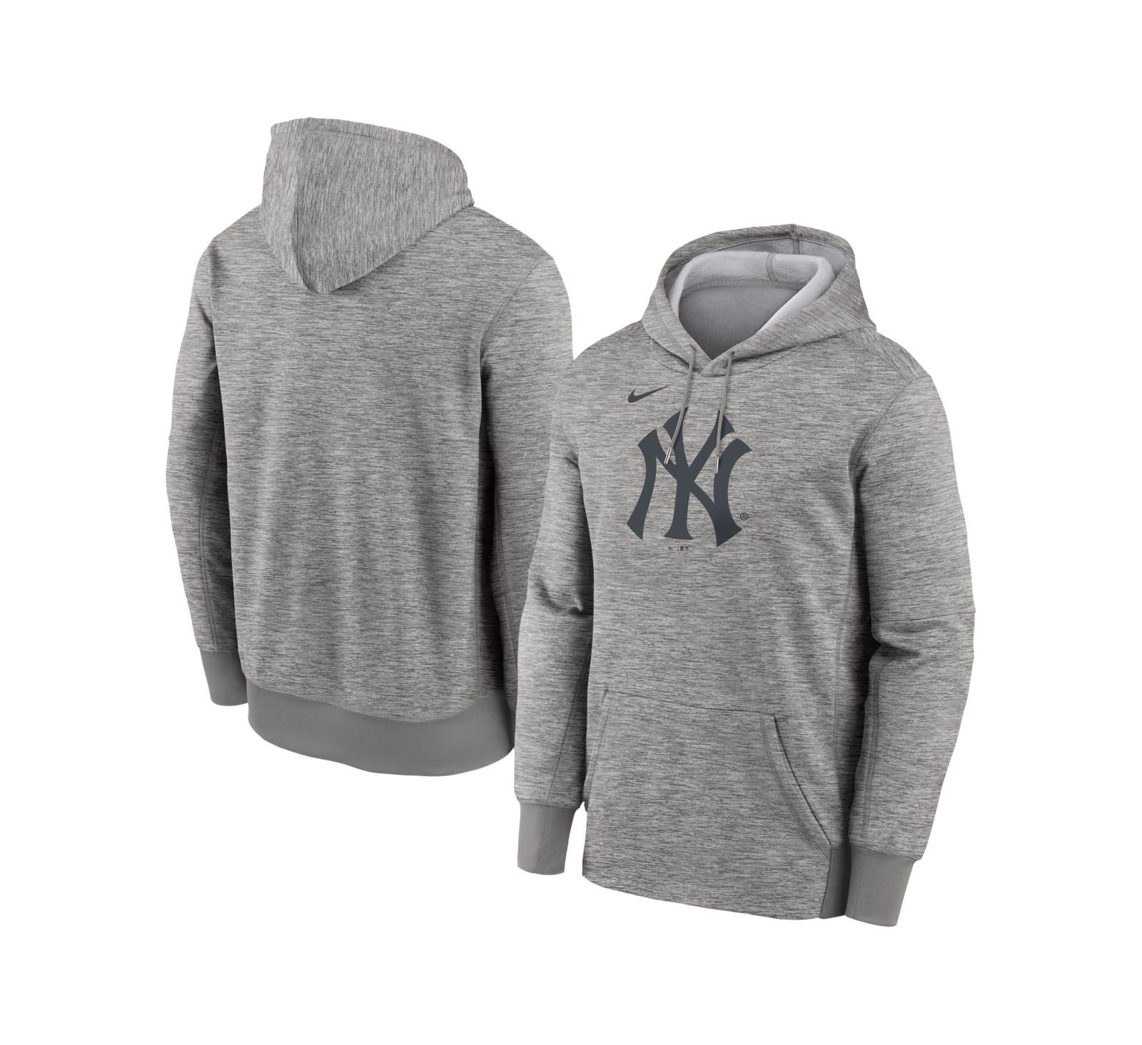 Мужская толстовка Nike Heather Gray New York Yankees Primary Logo Therma Hoodie