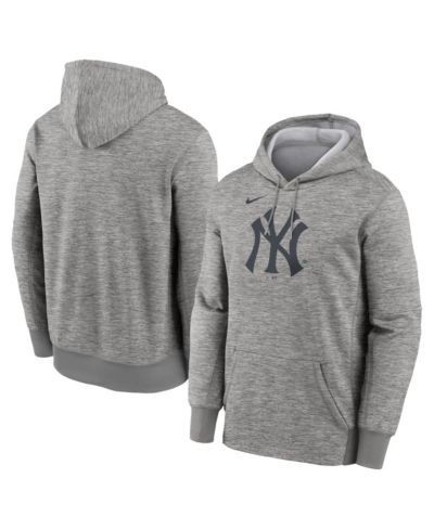 Мужская толстовка Nike Heather Gray New York Yankees Primary Logo Therma Hoodie