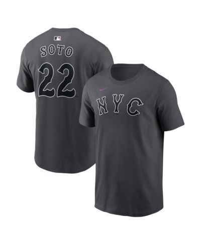 Nike Men's Juan Soto Anthracite New York Mets City Connect Name & Number T-Shirt