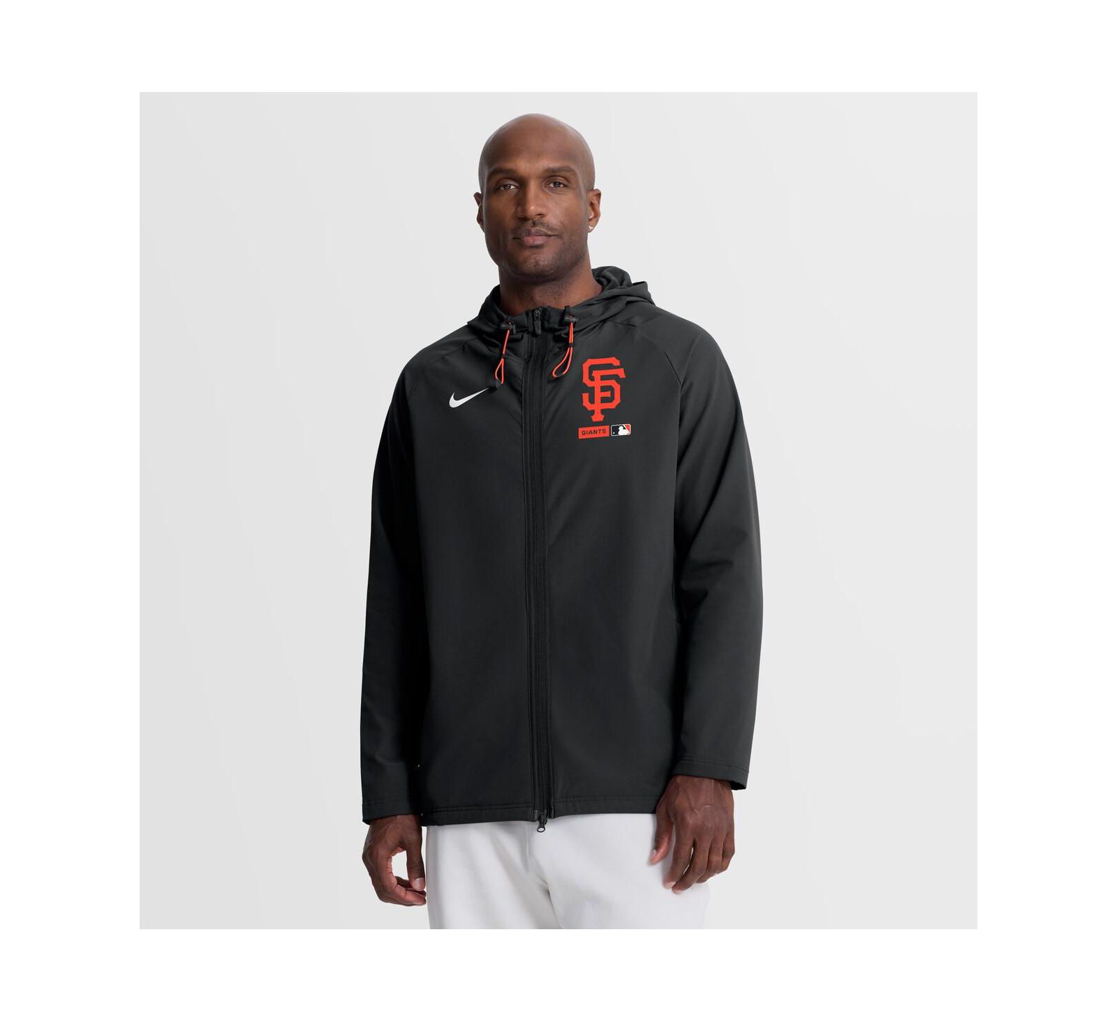 Nike Мужская куртка-толстовка с капюшоном San Francisco Giants Authentic Collection Raglan Therma-FIT Full-Zip, черная