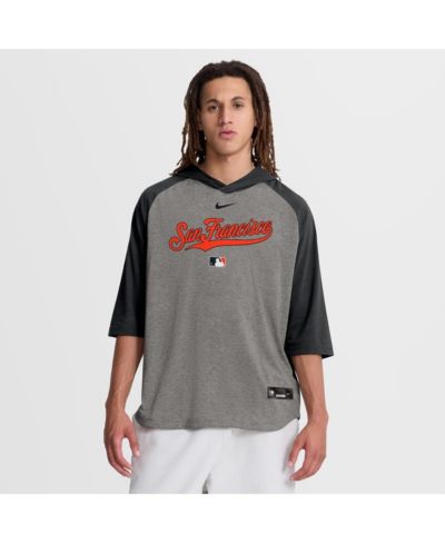 Nike Men's Black San Francisco Giants Authentic Collection Flux Dri-FIT Raglan 3/4-Sleeve Hooded T-Shirt