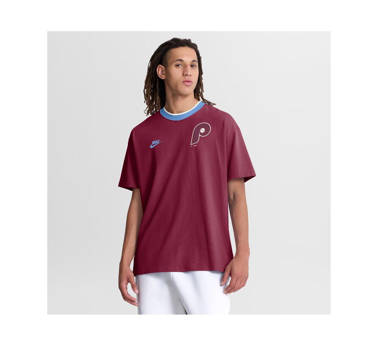 Мужская футболка-рингер Nike Philadelphia Phillies Cooperstown Collection, Burgundy