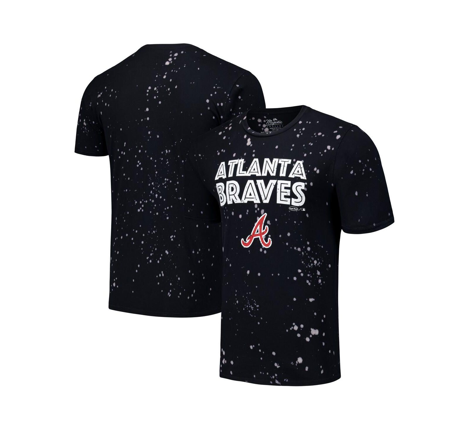 Majestic Threads Мужская футболка Atlanta Braves Splatter, черная/белая