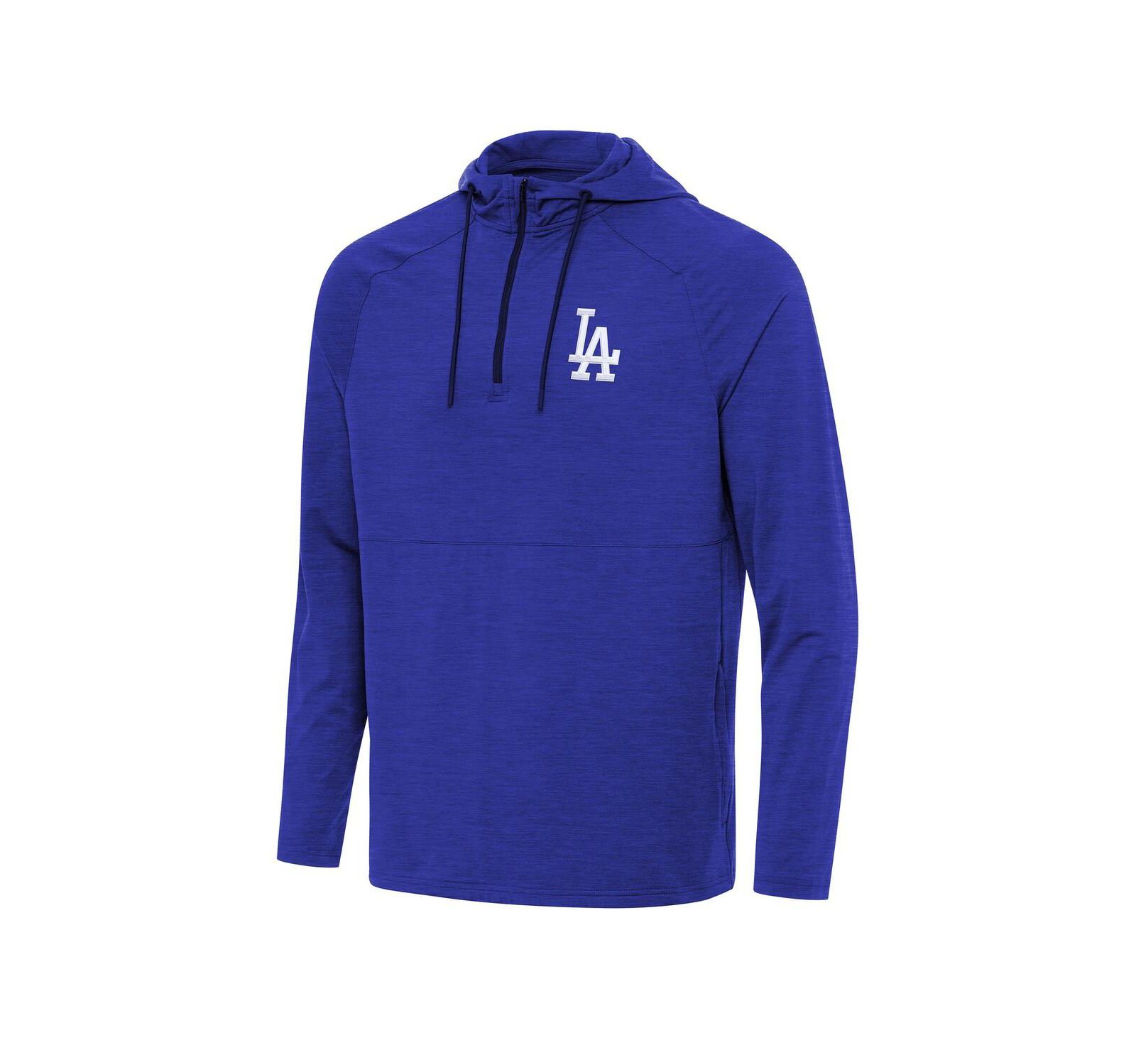 Мужское худи Antigua Los Angeles Dodgers Spikes Quarter-Zip Pullover Heather Royal