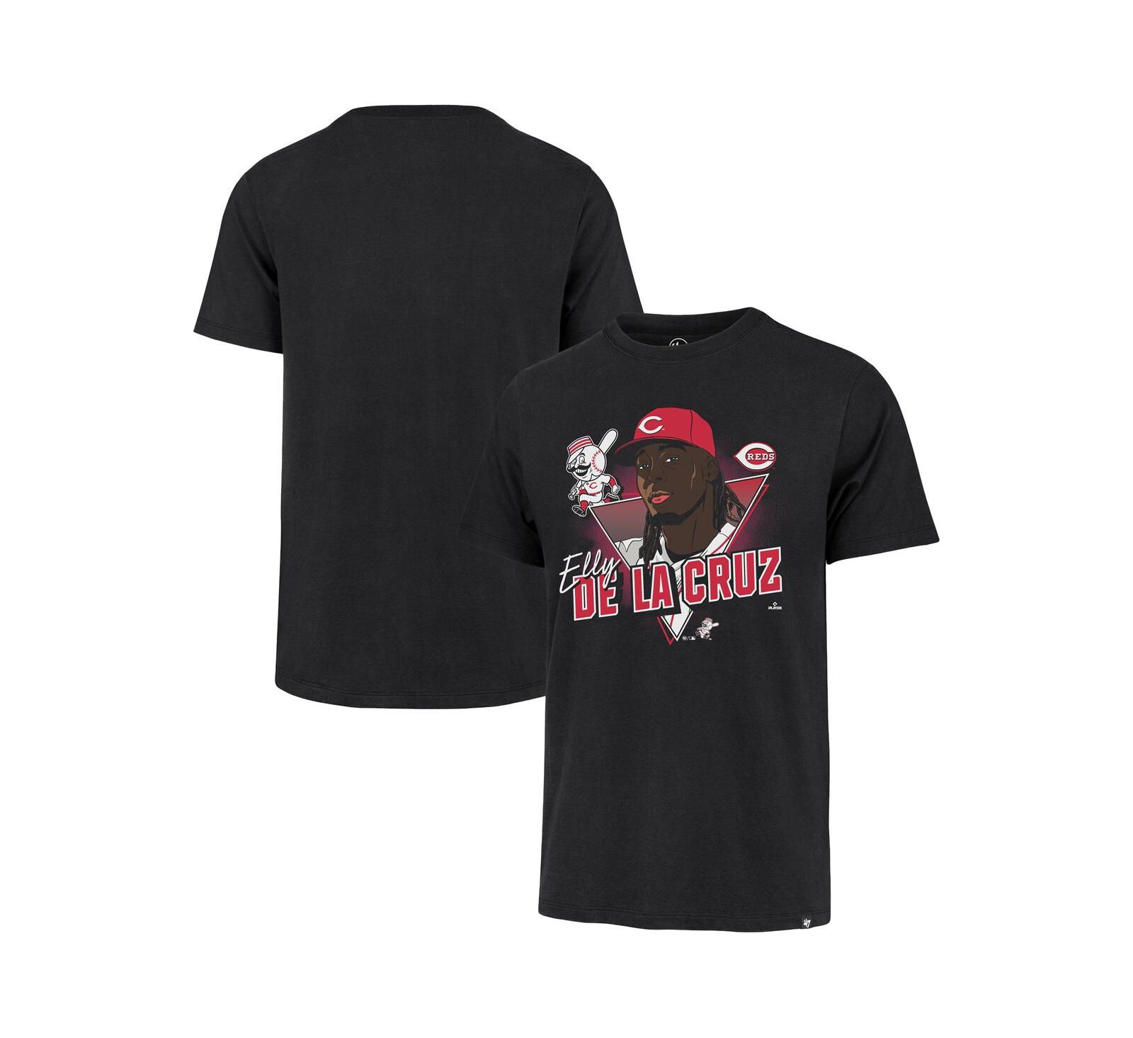 '47 Brand Мужская футболка Elly De La Cruz Black Cincinnati Reds Player Caricature Franklin