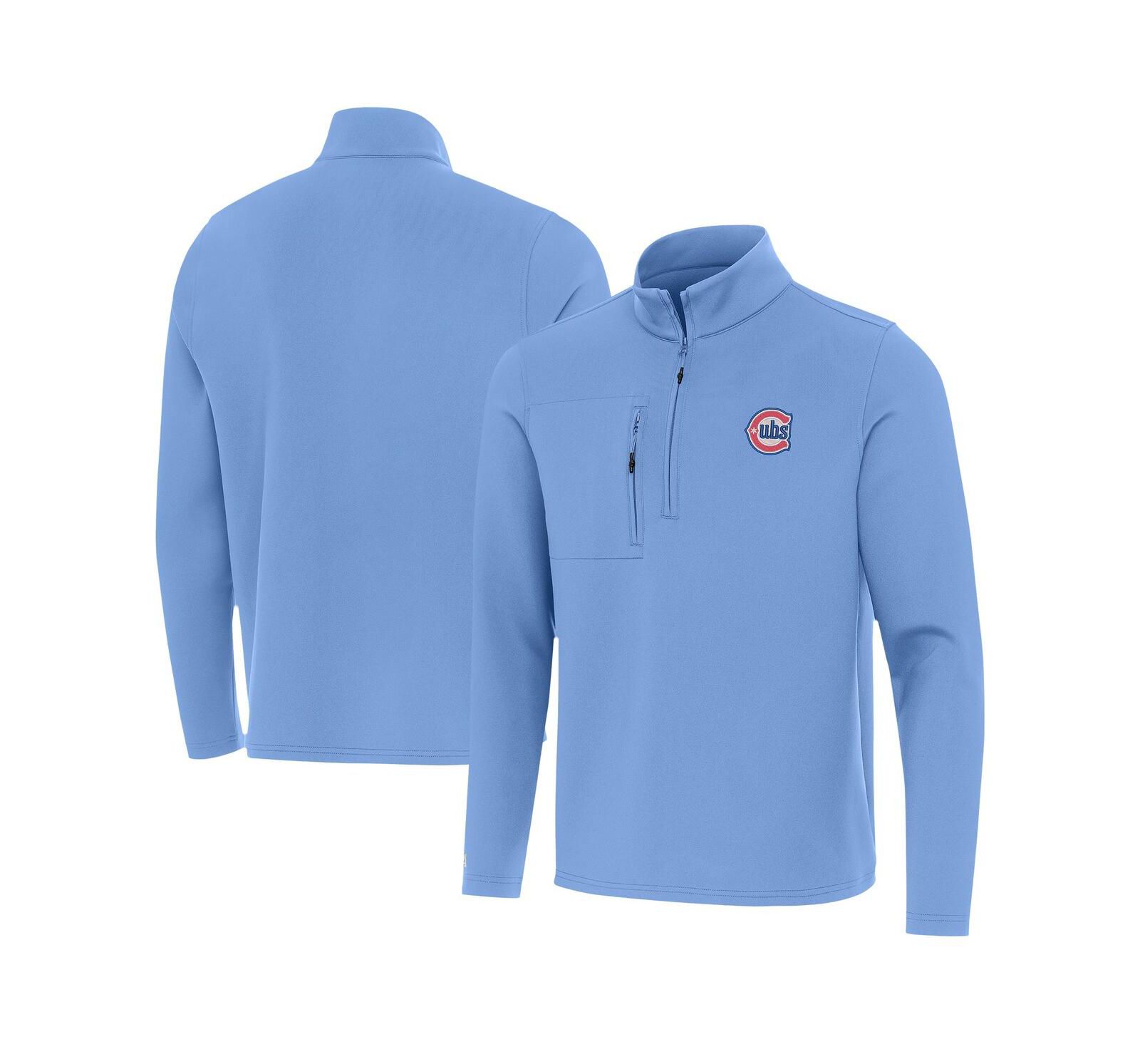 Мужская кофта Antigua Powder Blue с логотипом Chicago Cubs и молнией на четверть